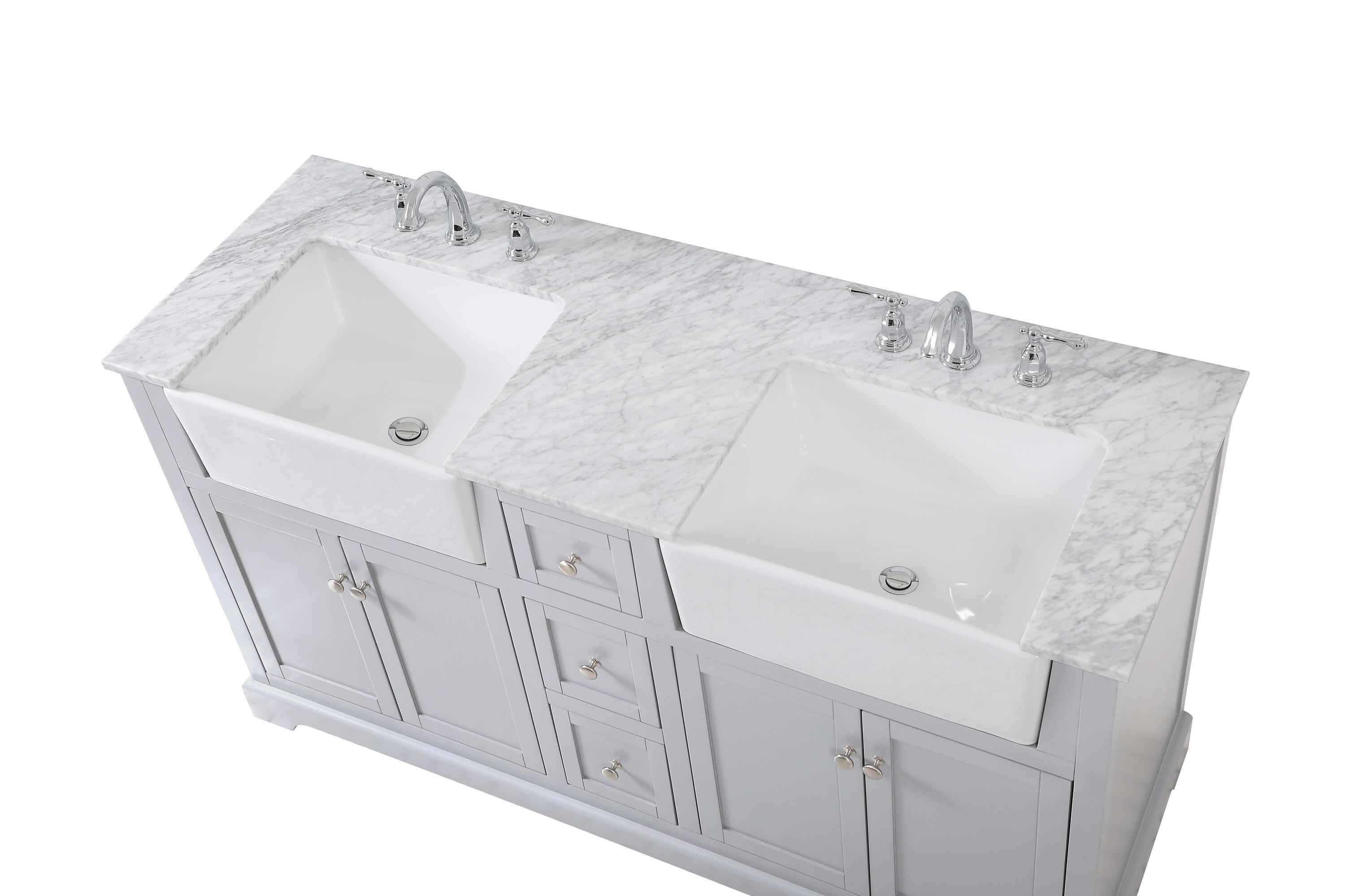 Elegant Decor Franklin 60" Aluminum MDF Double Bathroom Vanity in Gray