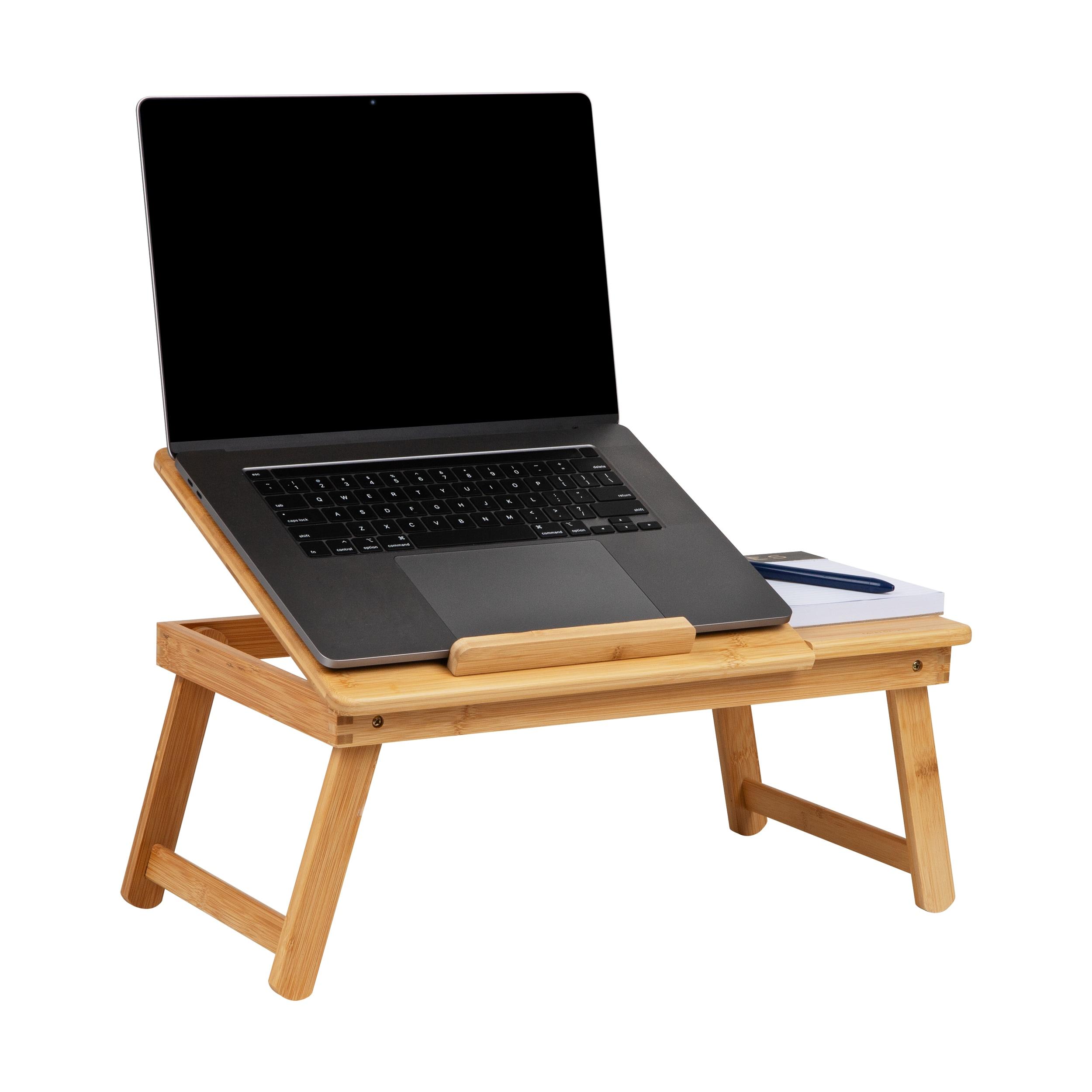 Mind Reader Lap Desk Laptop Stand, Bed Tray, Dorm Room, Folding Legs, Rayon From Bamboo, 19.75"L x 12"W x 8.25"H