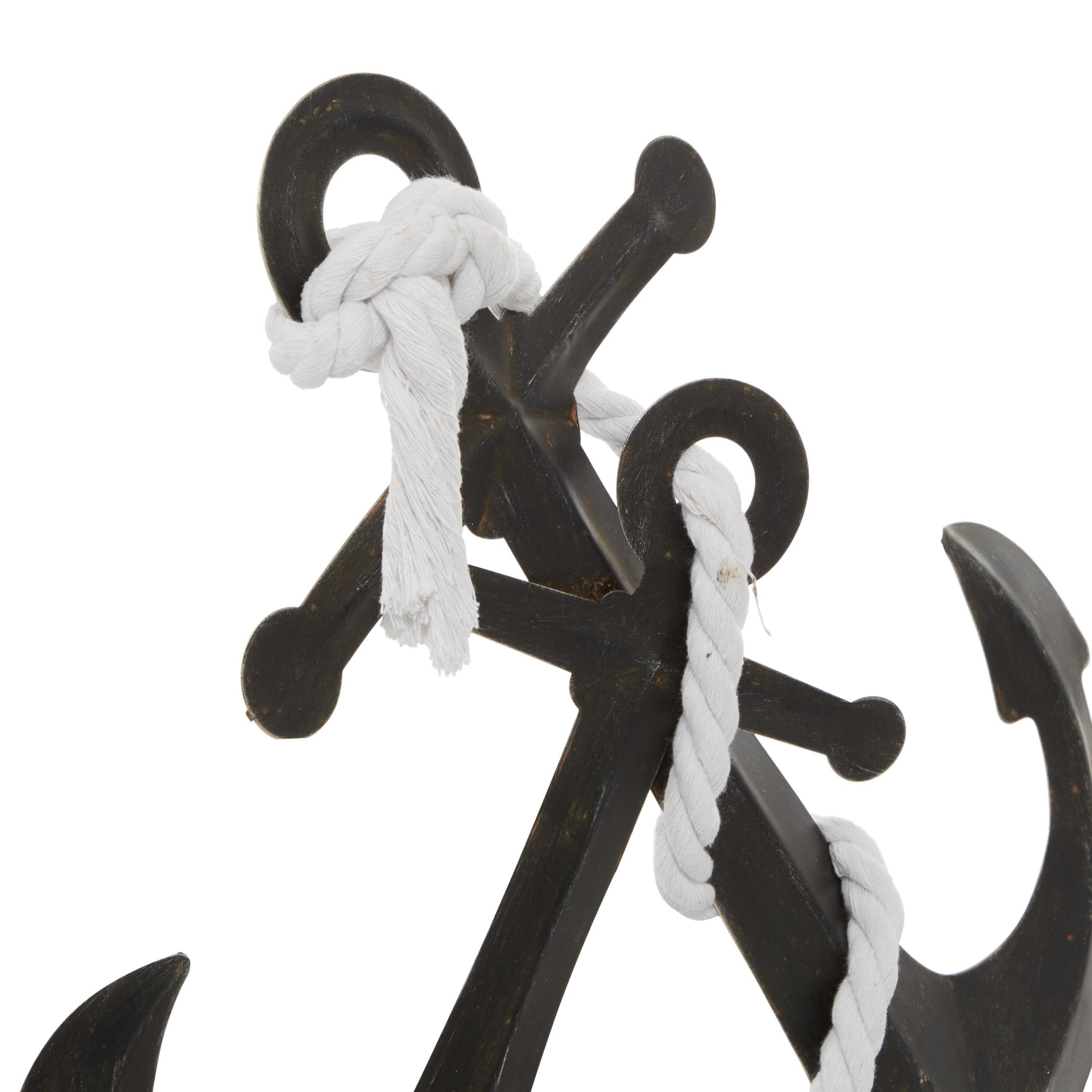 15" x 16" Black Metal Anchor Sculpture, by DecMode