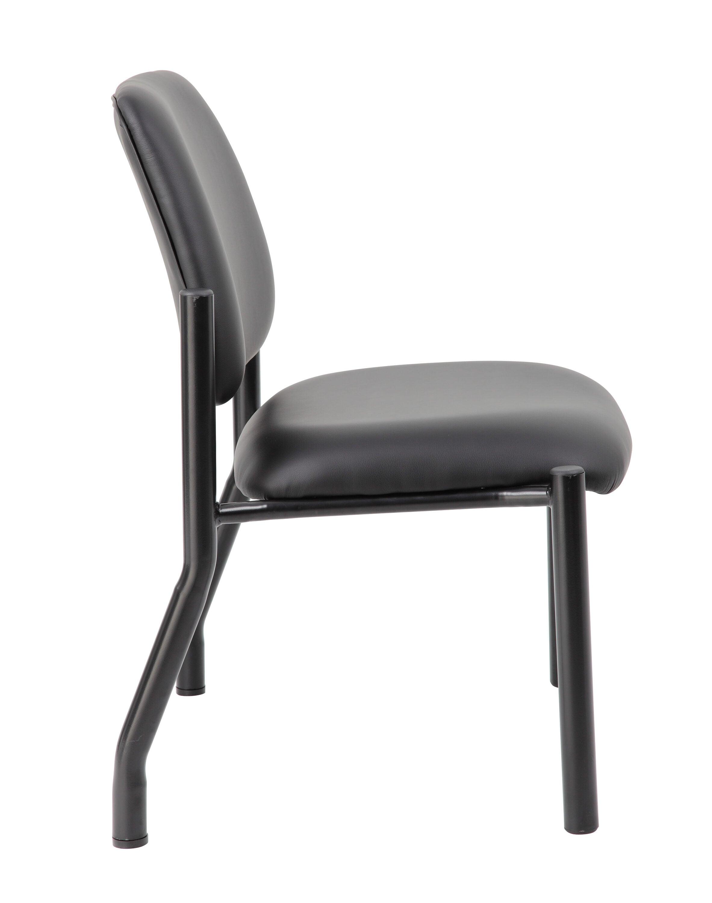 400lbs Weight Capacity Guest Chair Antimicrobial Black - Boss Office Products: Sturdy, Easy Clean, Armless