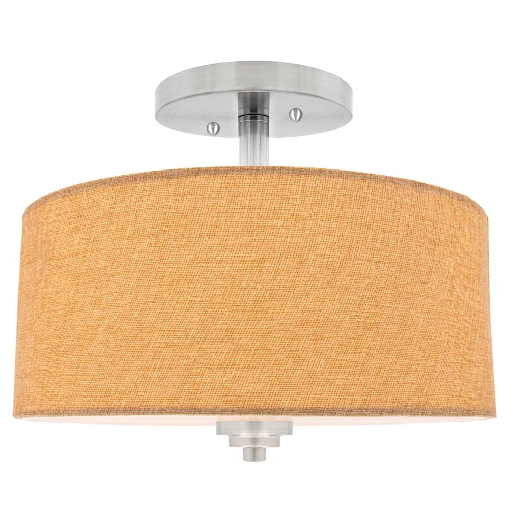 Maxxima 13 in. Semi-Flush Mount LED Ceiling Fixture With Burlap Shade, 2700K Warm White, 1600 Lumens, Dimmable