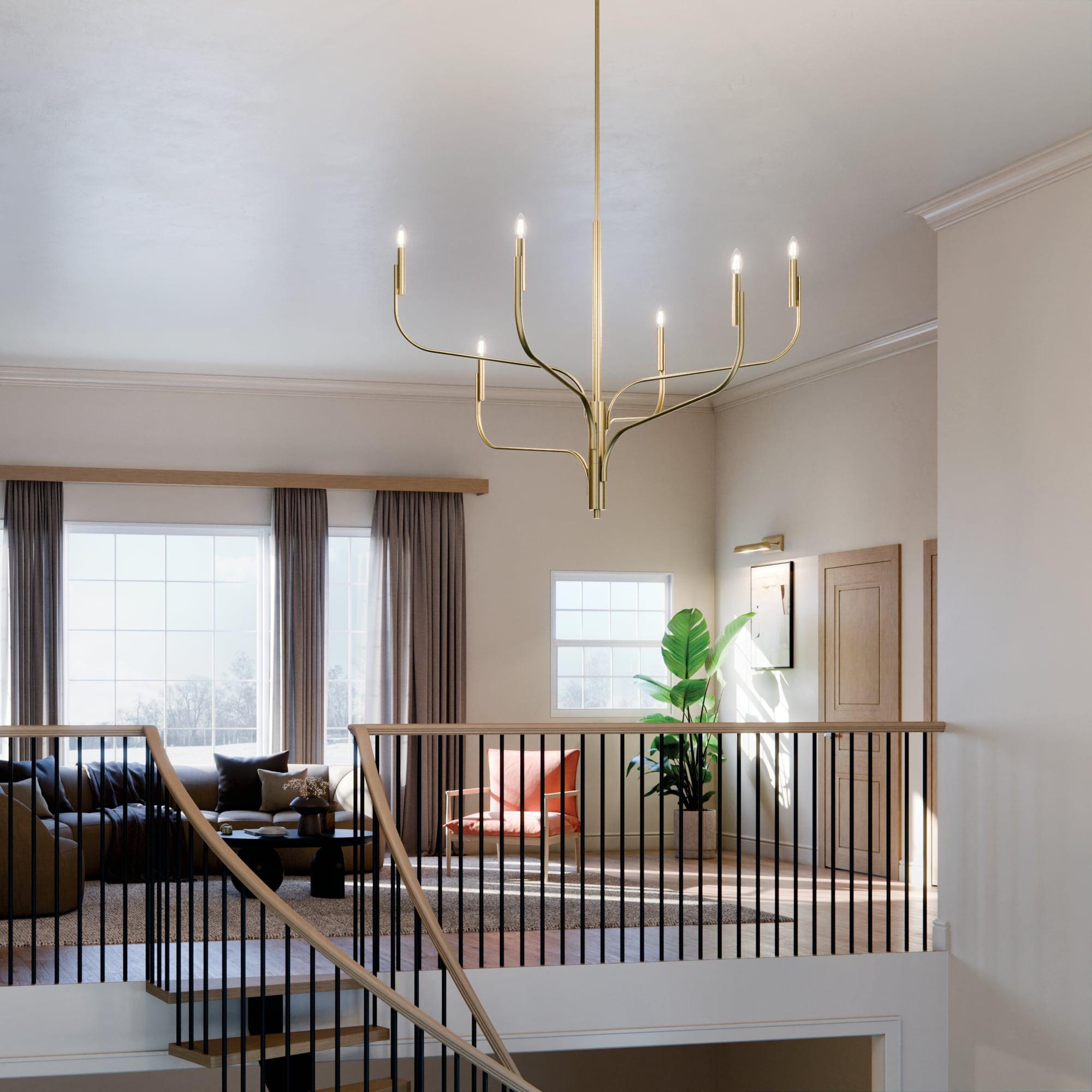 KICHLER Livadia 6-Light Chandelier, Soft Modern-Light in Champagne Bronze, for Foyer, Great Room, or Vaulted Dining or Bedroom (33.25" x 47.25"), 52674CPZ