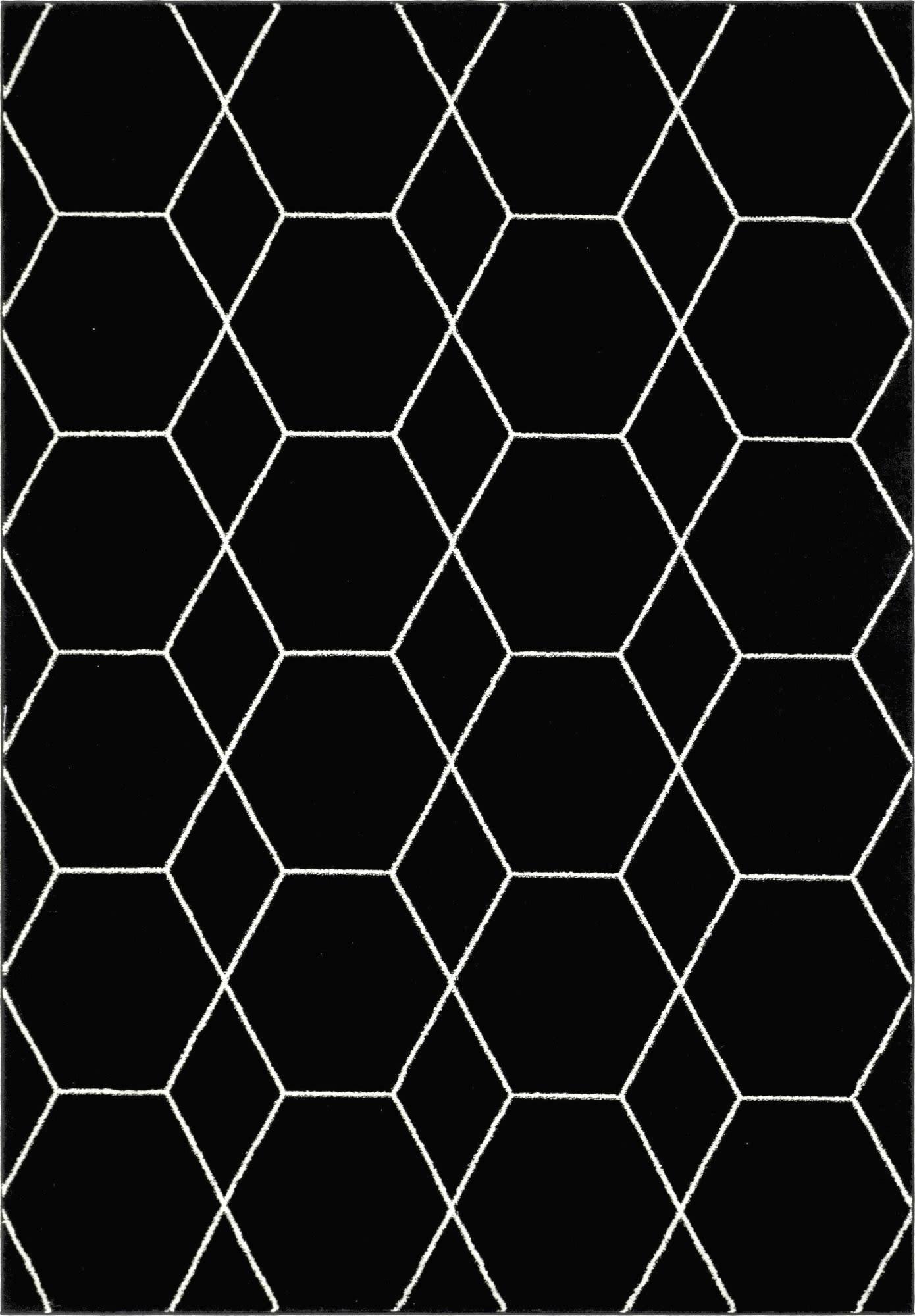 Unique Loom 7' 0 x 10' 0 Trellis Frieze Geometric Black Area Rug