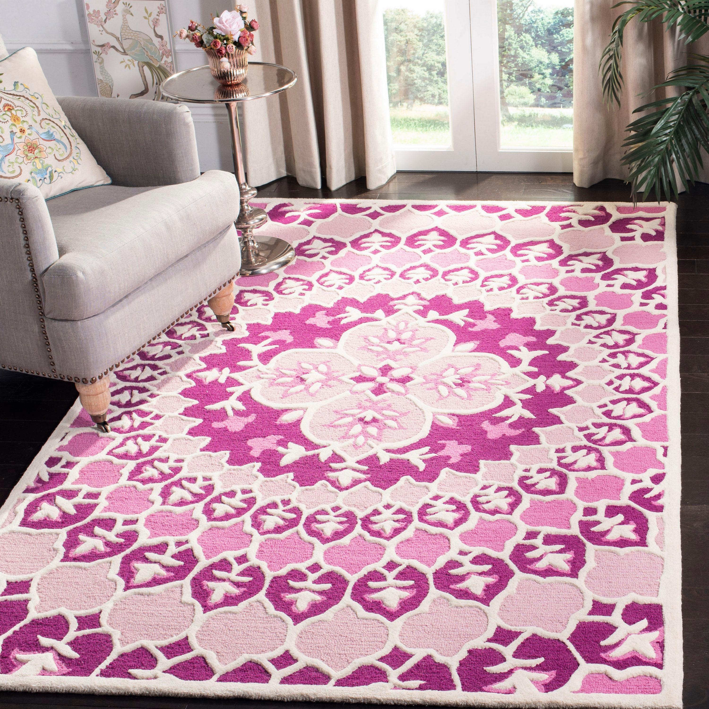 Bellagio BLG610 Hand Tufted Area Rug - Pink/Ivory - 5'x8' - Safavieh.