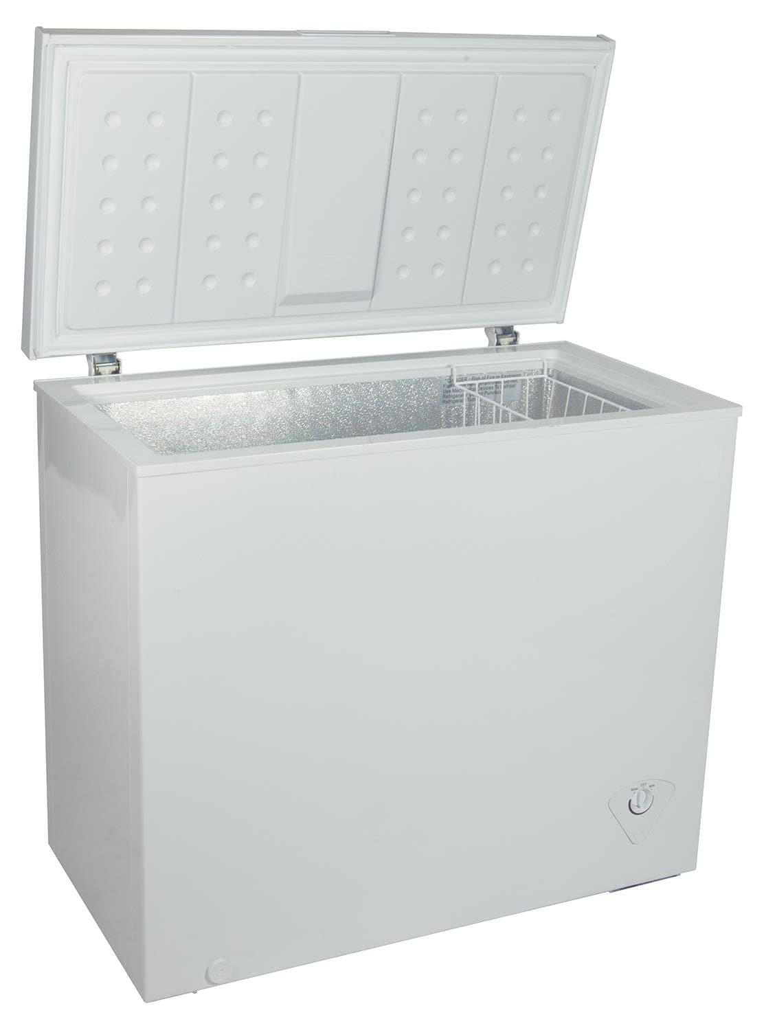 Koolatron Large Chest Freezer, 7.0 cu ft (195L),Manual Defrost Deep Freeze, Storage Basket, Space-Saving Flat Back, Stay-Open Lid, Front-Access Drain, White