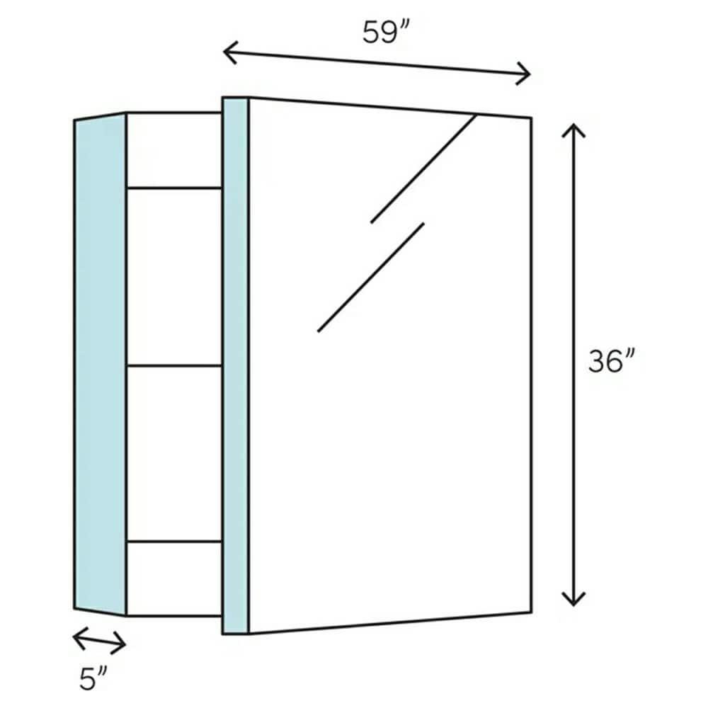 Fresca Senza 59" Aluminum Bathroom Medicine Cabinet with Mirrors in Mirrored