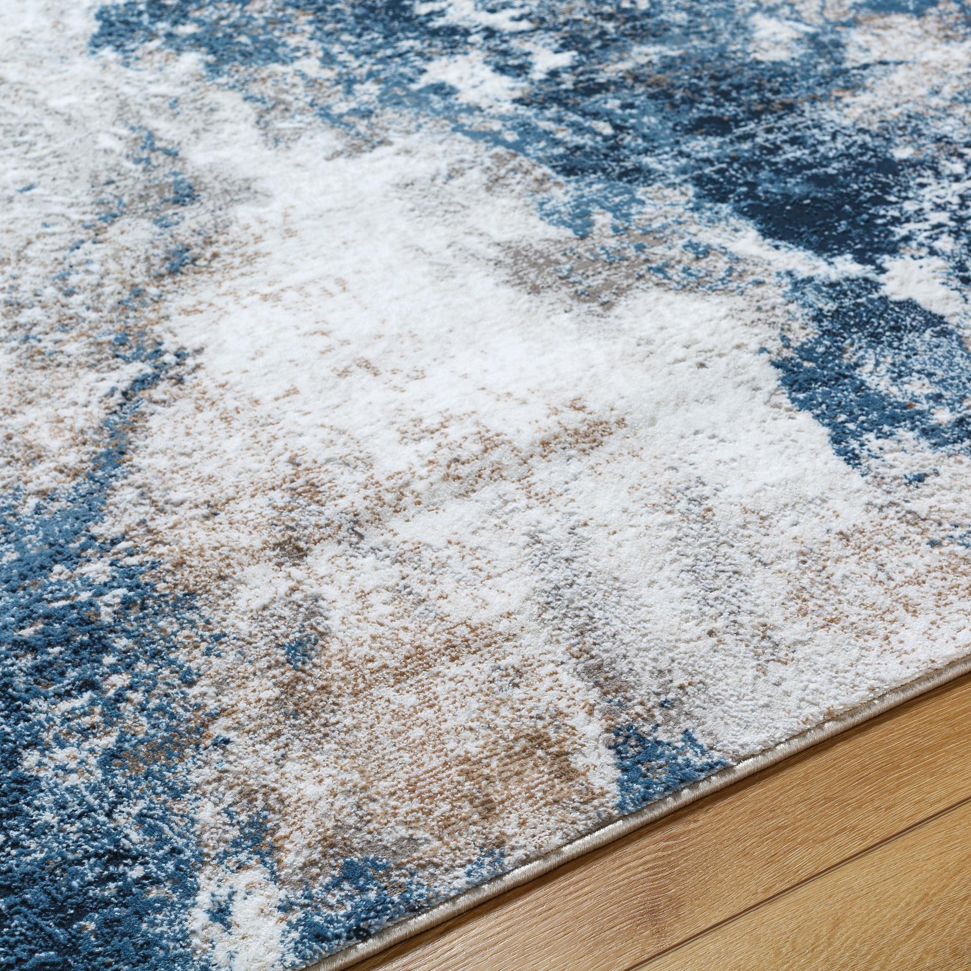 Gray Rectangular Polyester Stain-Resistant Medium Pile Rug
