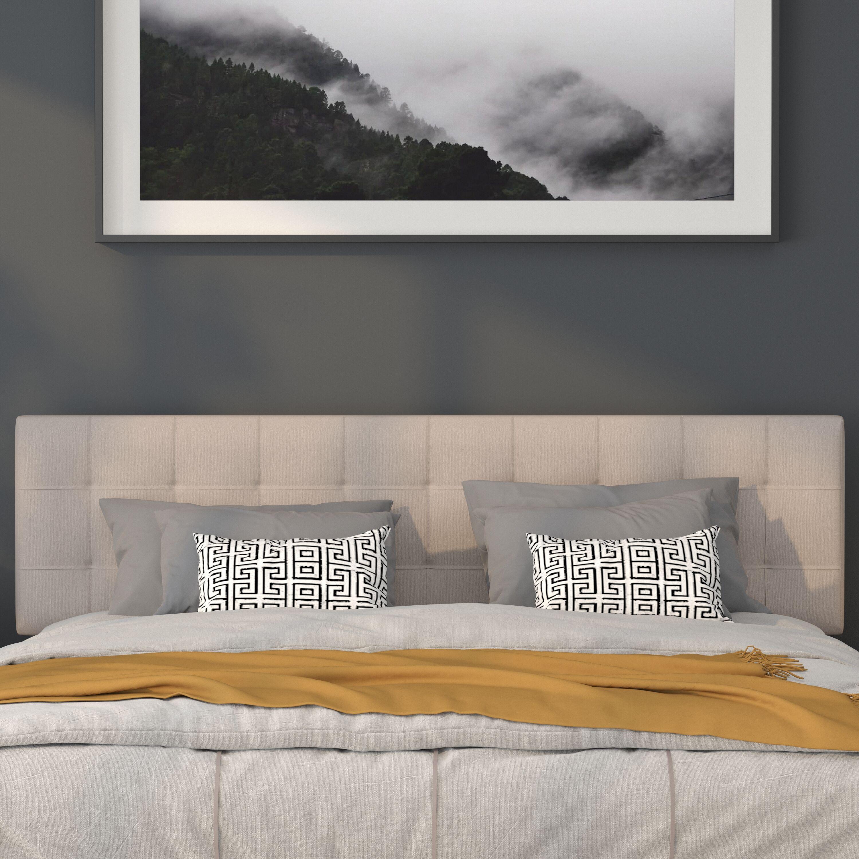 Flash Furniture Bedford Tufted Upholstered King Size Headboard in Beige Fabric