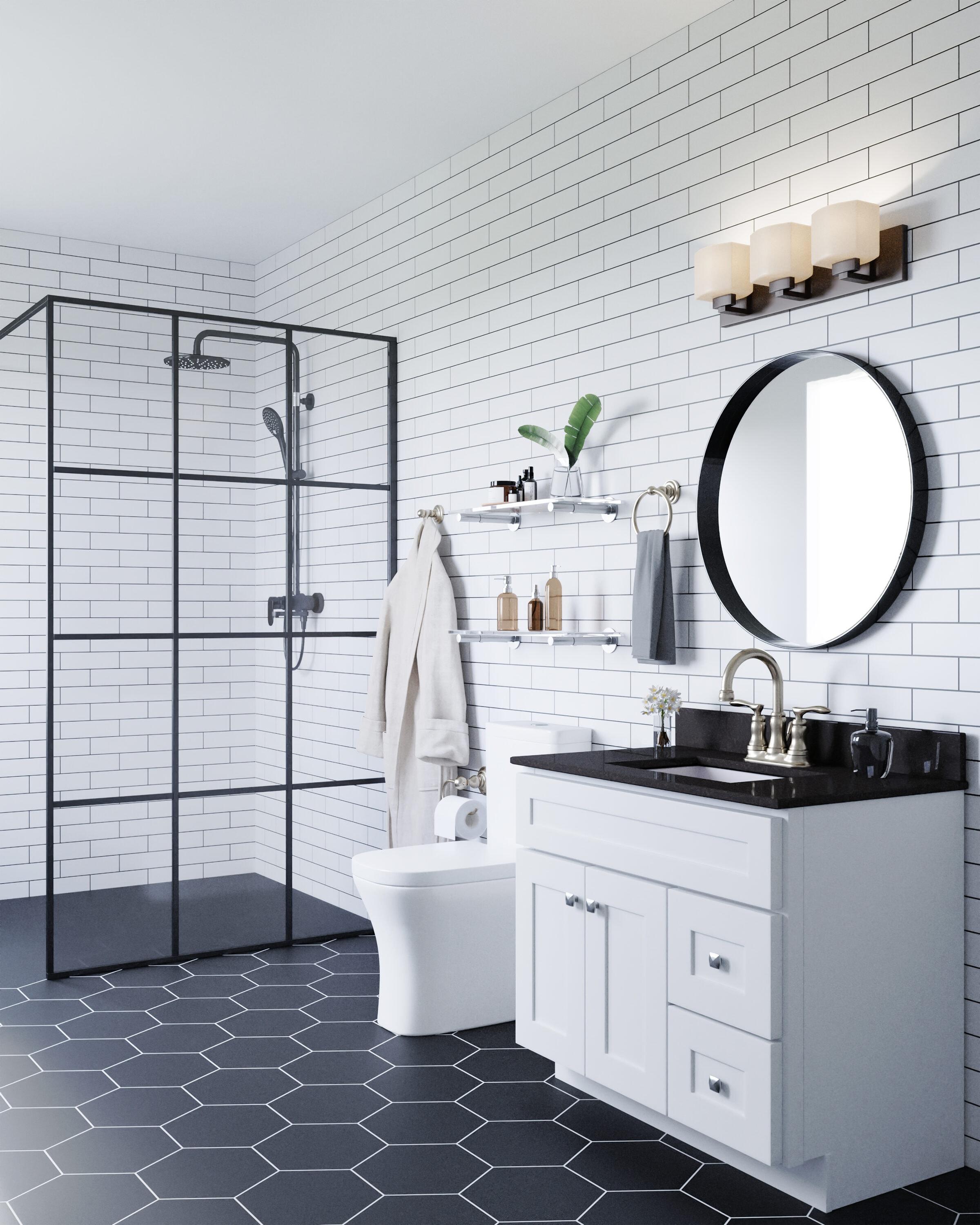 Design House Brookings 36 Inch Bathroom Vanity, Ready to Assemble, Solid Wood, Sherwin Williams – Design House, 587097