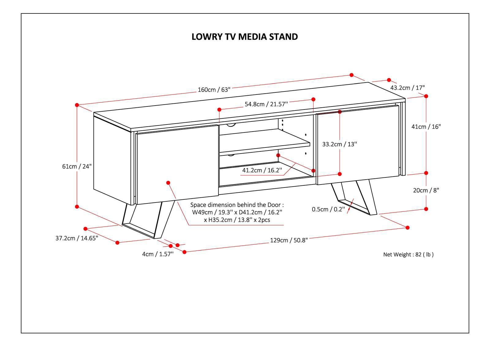 Simpli Home Lowry 63"W Solid Wood Modern Industrial TV Stand for TVs up to 70" with Storage