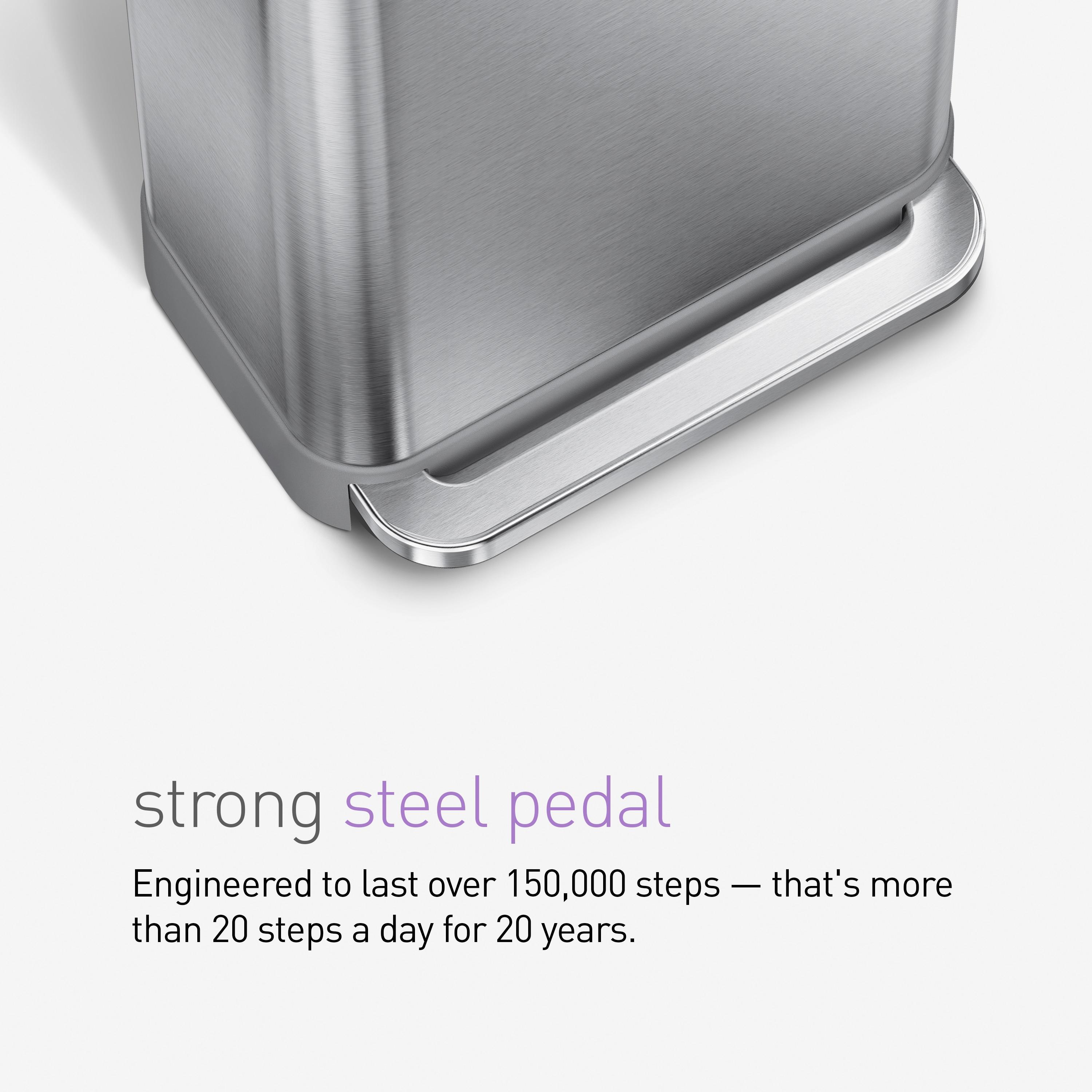 Simplehuman 58L / 15.3 Gallon Hands-Free Dual Compartment Recycling Kitchen Step Trash Can with Lid