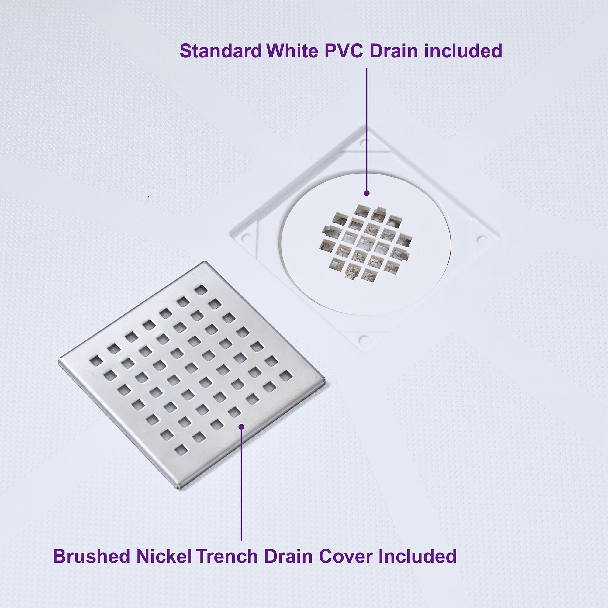 48" W x 36" Solid Surface Single Threshold Shower Pan Base with Drain Assembly & Drain Cover Included, Non-Slip