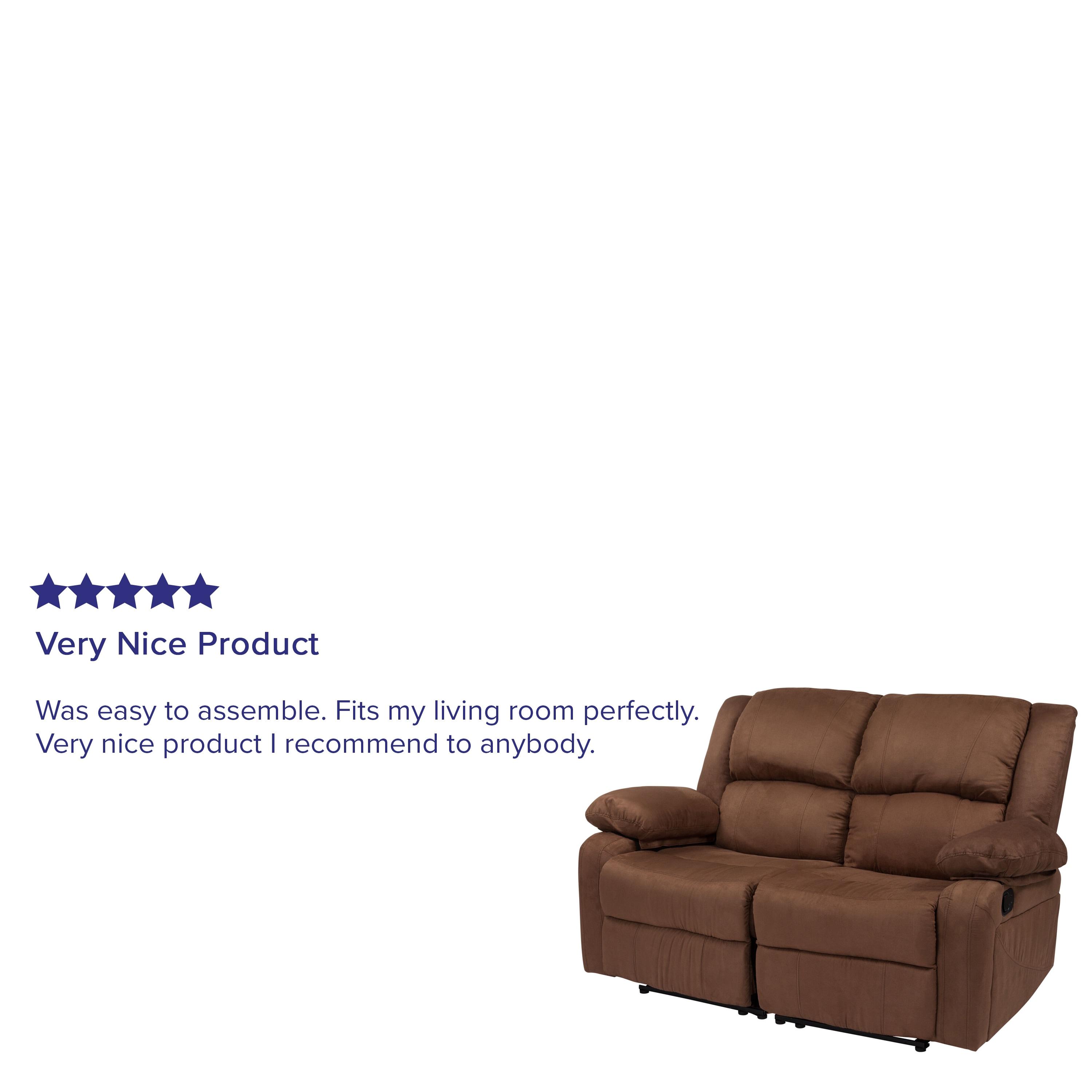 Flash Furniture Harmony Series Chocolate Brown Microfiber Loveseat with Two Built-In Recliners