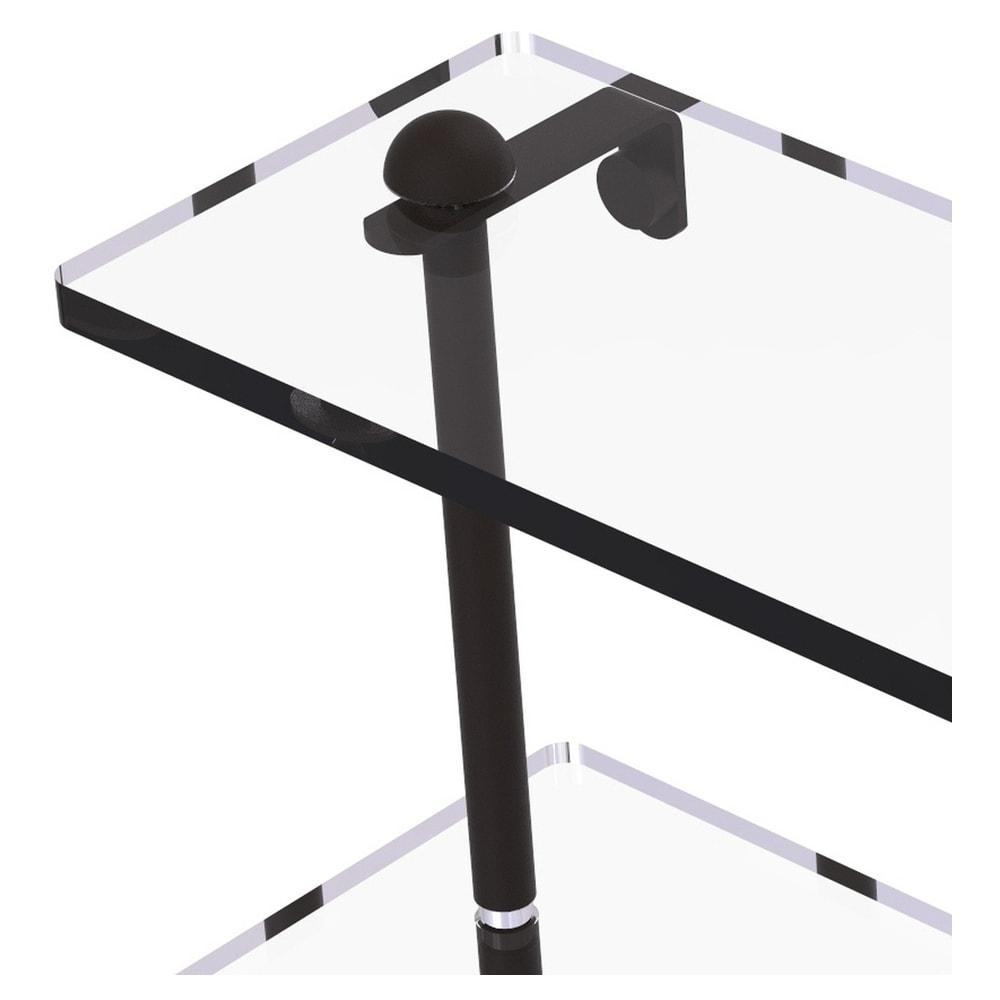 Triple Tiered Vanity Glass Shelf with Beveled Edges - Oil Rubbed Bronze / 16 Inch