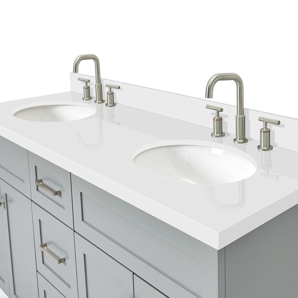 Ariel F061dwqovo Hamlet 61" Free Standing Double Basin Vanity Set - Grey / Pure White Top