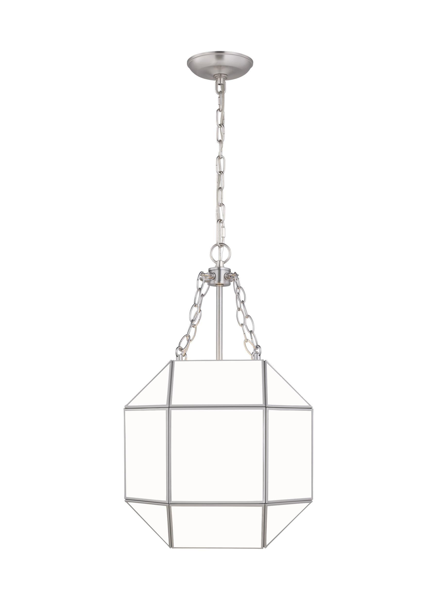 Generation Lighting Morrison 3 -Light Brushed Nickel Modern/contemporary White glass Geometric Mini Hanging Pendant light