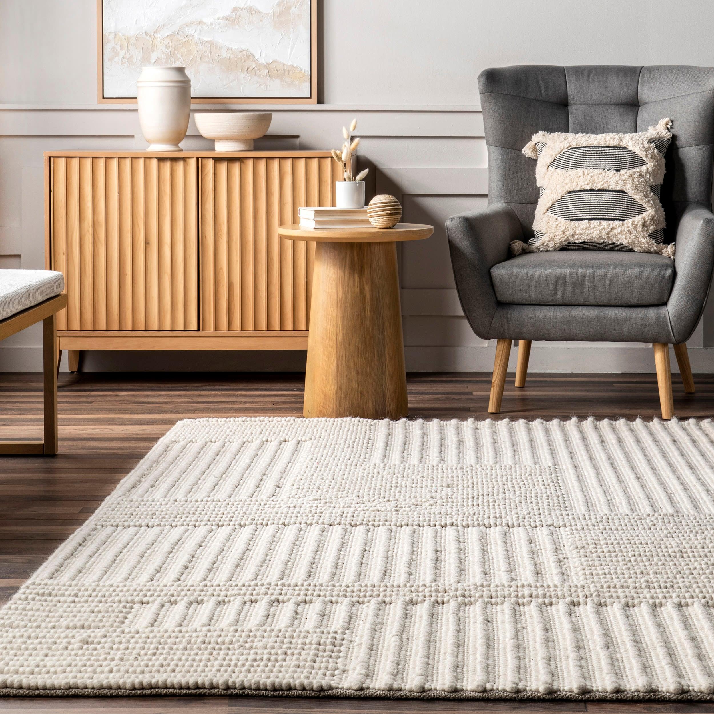 Nuloom Dorene Abstract 2x8 Wool Runner Indoor Area Rug for Living Room Bedroom Dining Room Entryway Hallway Kitchen, Ivory