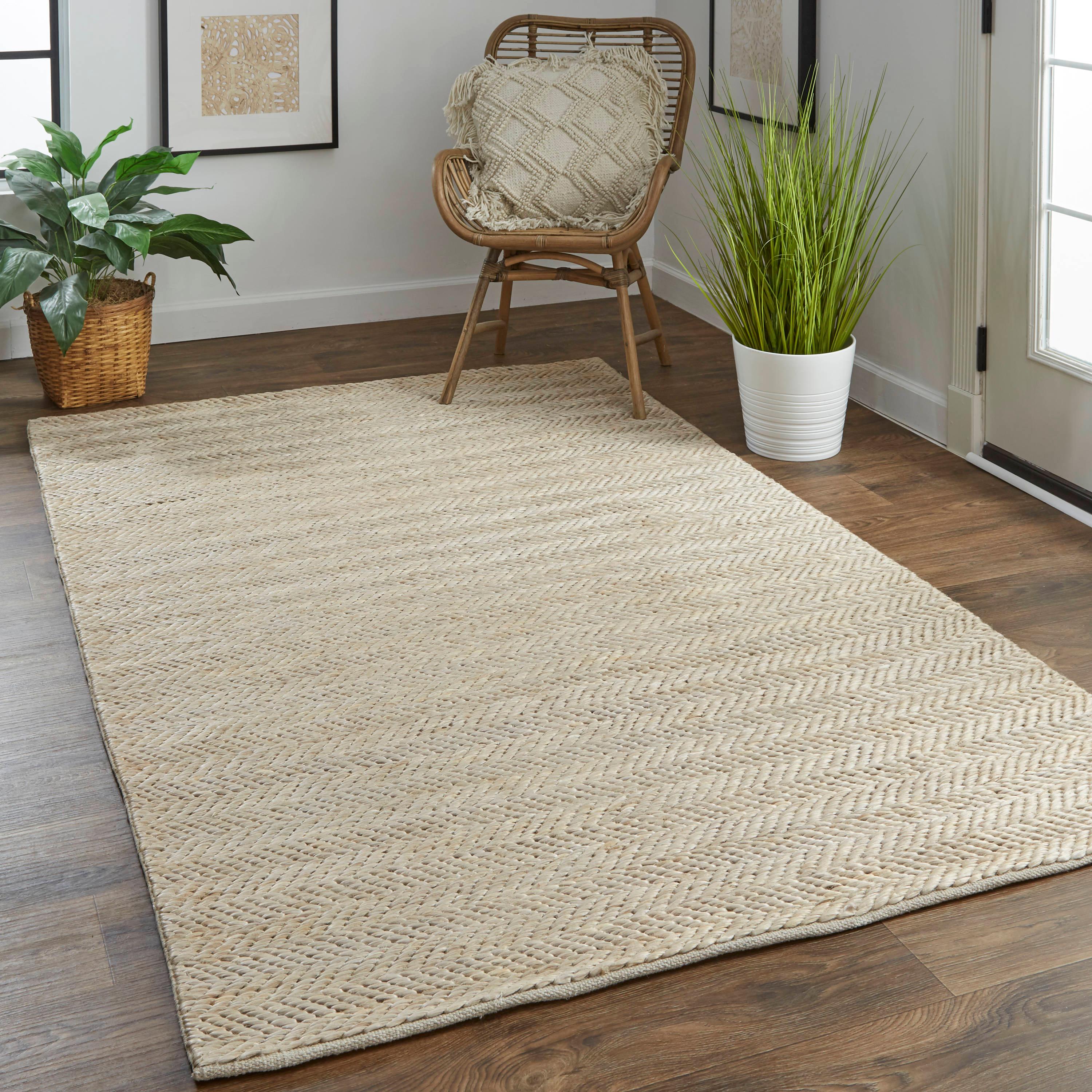 Feizy Kaelani Transitional Geometric, Tan/Gray, 8' x 11' Area Rug Handmade Reversible Casual Solid Floor Rug for Living room Bedroom