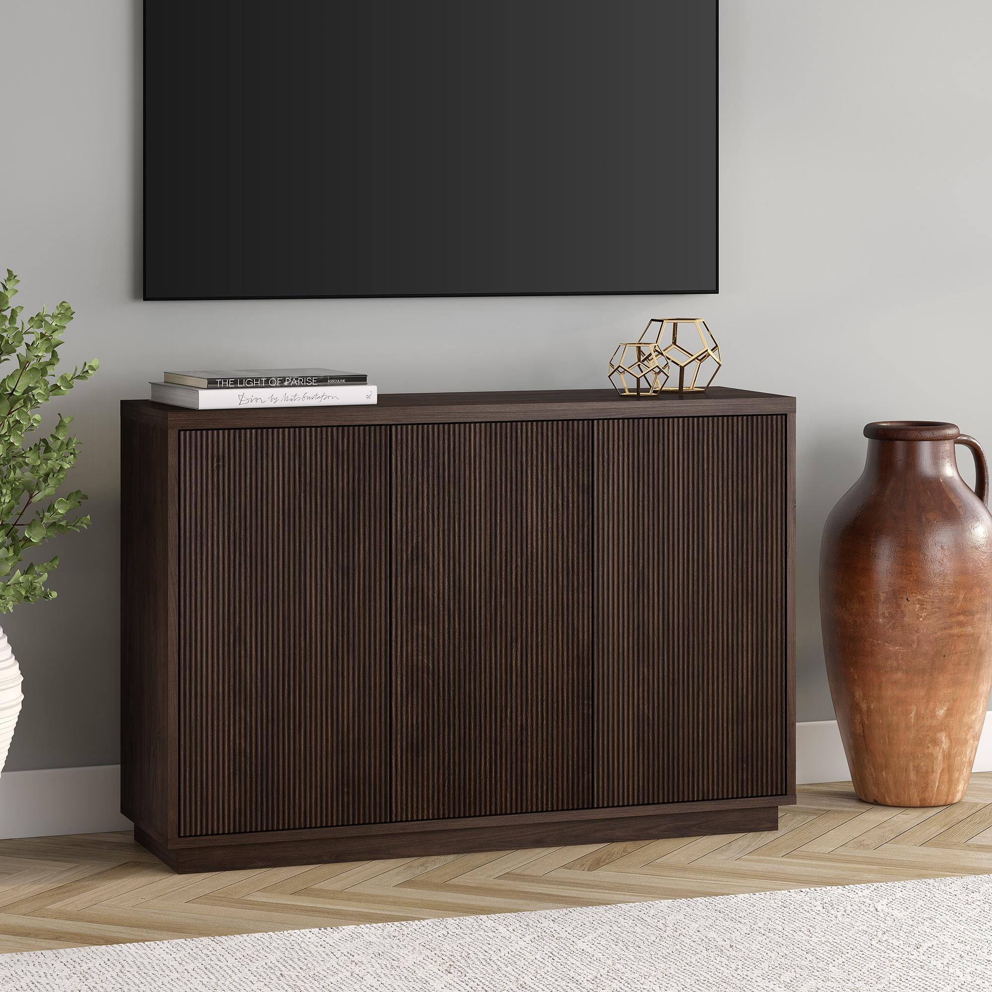 Evelyn&Zoe Modern/Contemporary 48" Wide Alder Brown Buffet Table