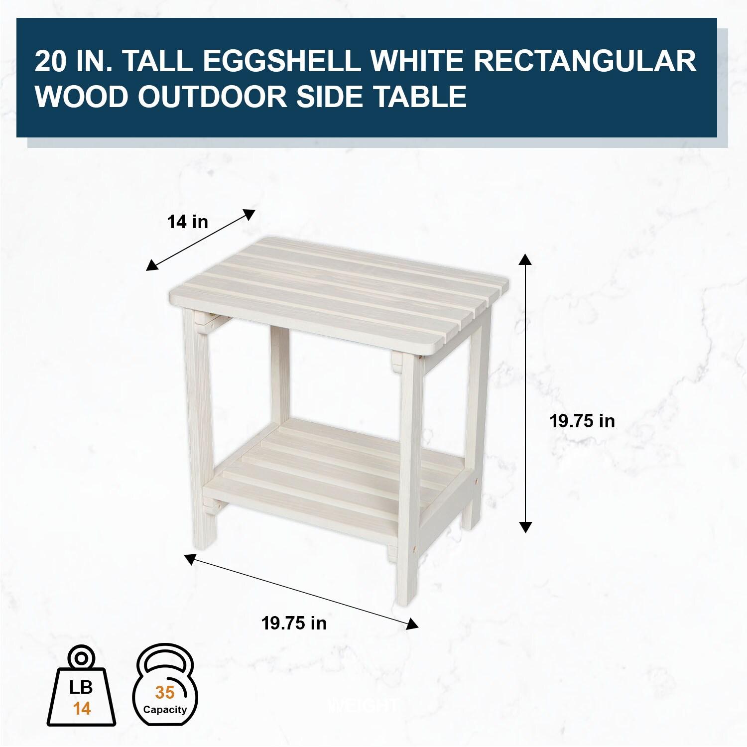 Shine Company Rectangular Traditional Wooden Indoor/Outdoor Side Table in White