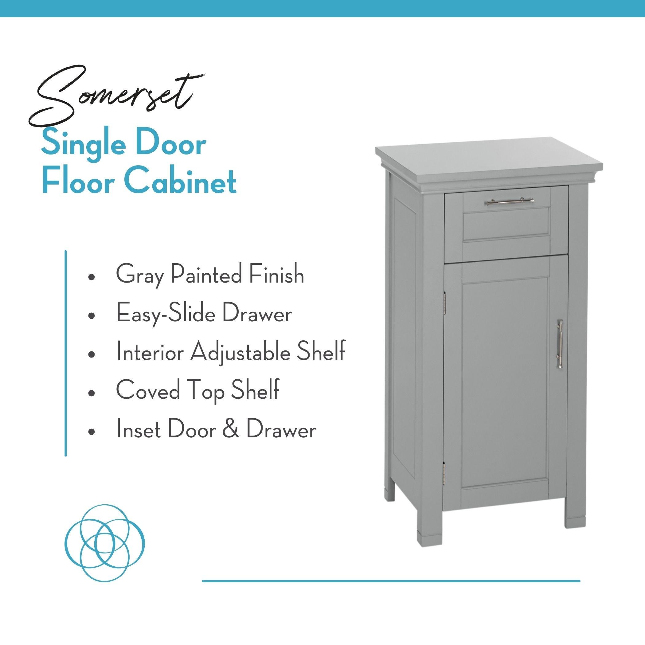 RiverRidge Somerset Single Door Bathroom and Laundry Storage Cabinet with Drawer and Adjustable Shelf