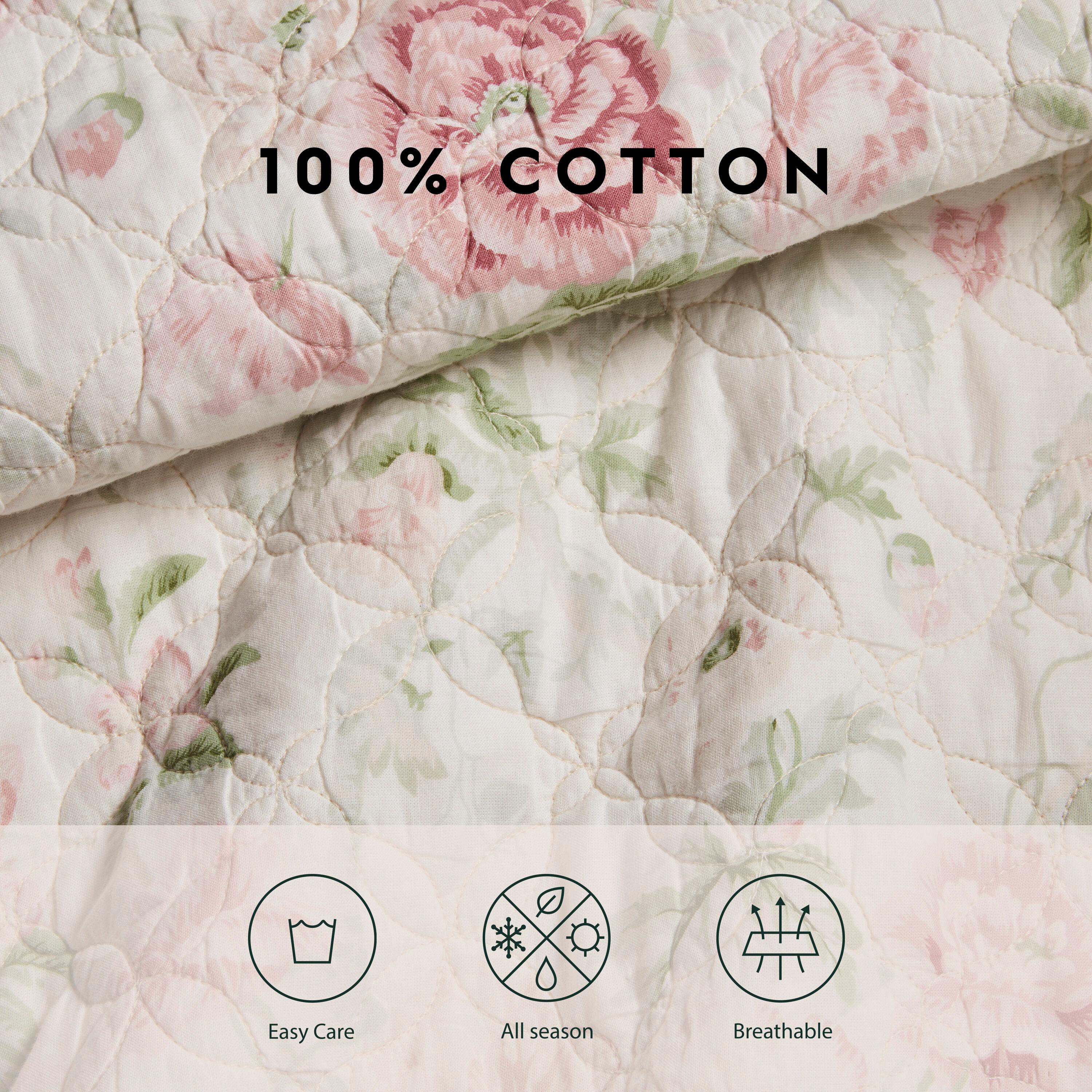 Laura Ashley Laura Ashley Breezy Floral Cotton Reversible Quilt Set