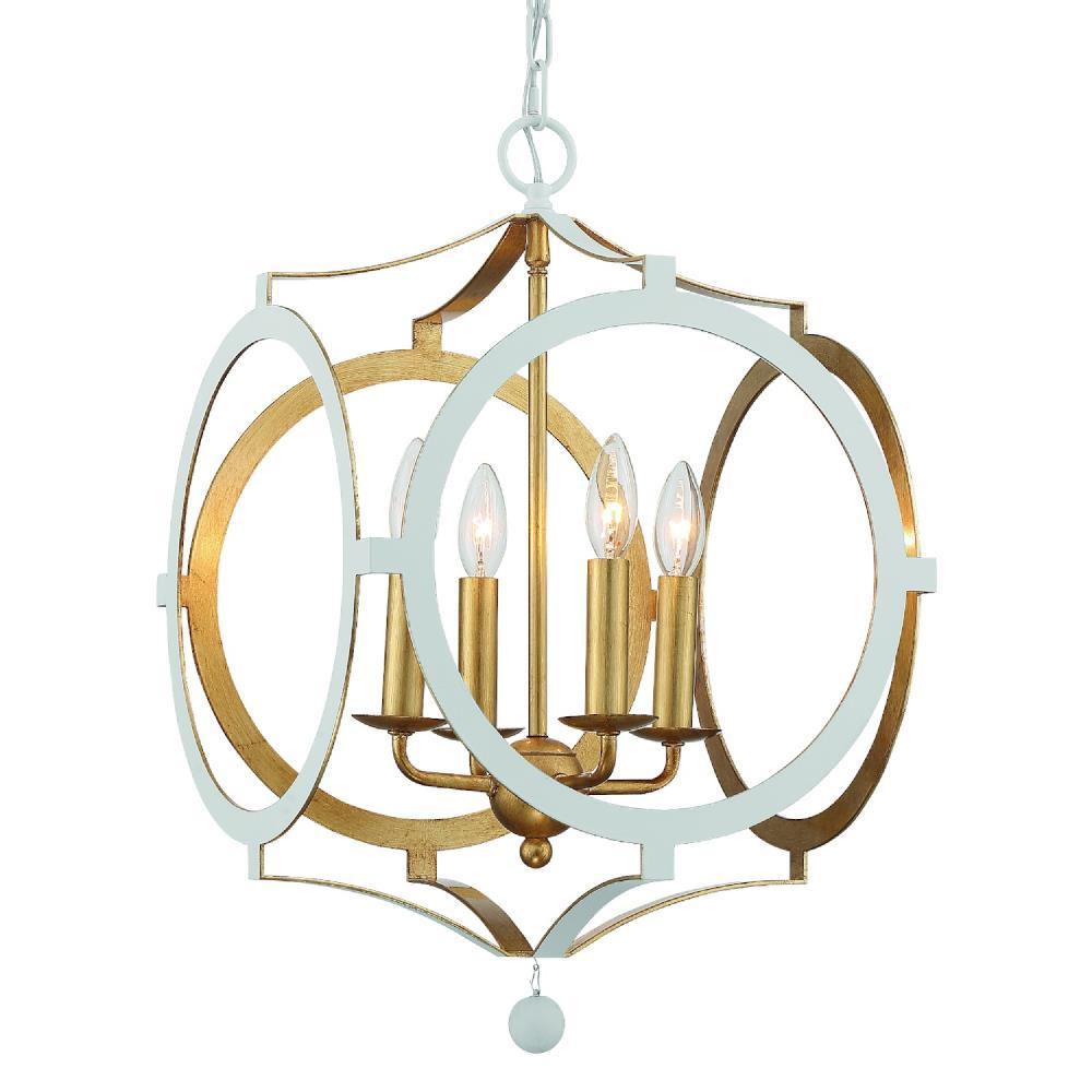 Crystorama Lighting Group Ode-704 Odelle 4 Light 20" Wide Taper Candle Pendant - Gold