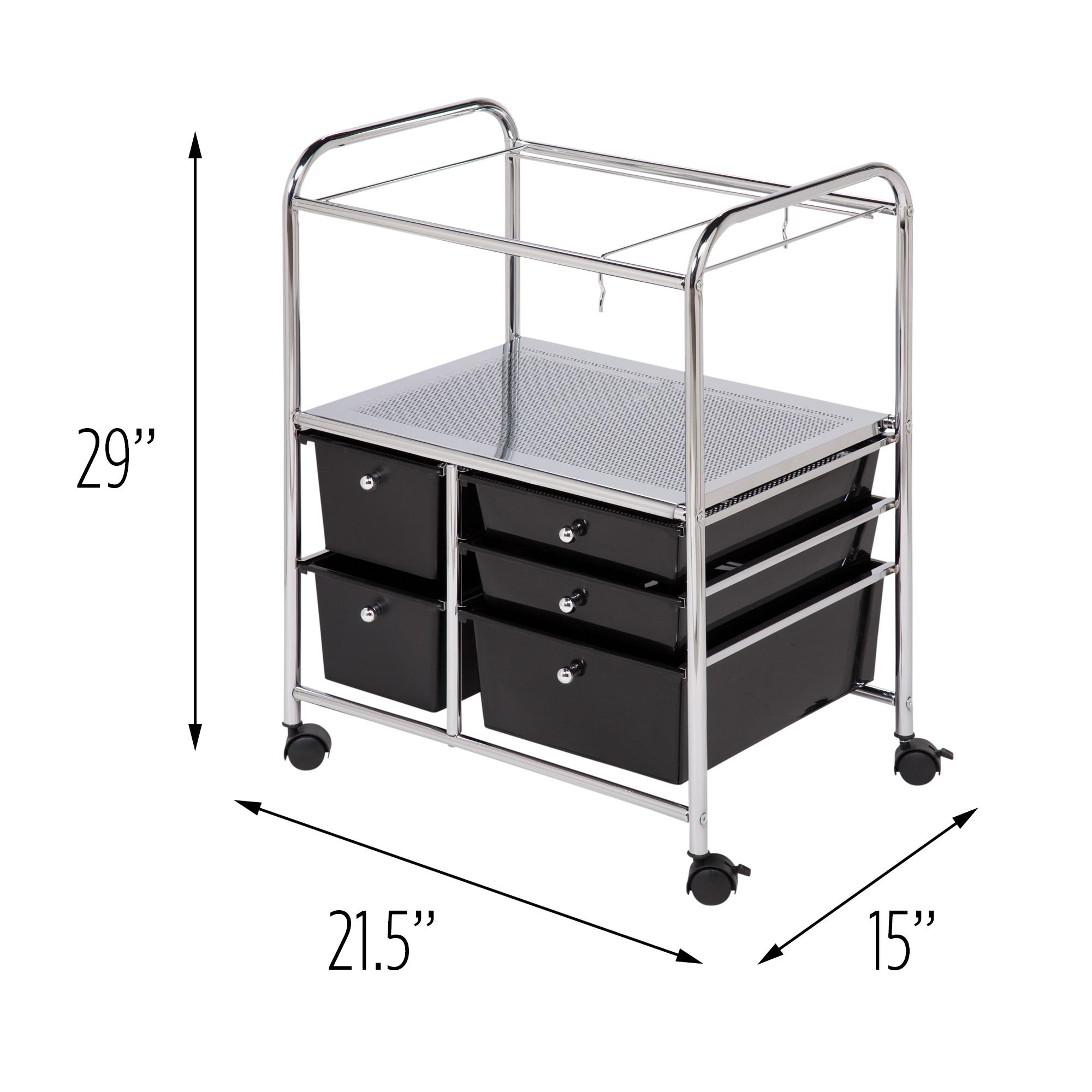 Honey-Can-Do Steel and Plastic 5-Drawer Rolling File Storage Cart, Black/Chrome