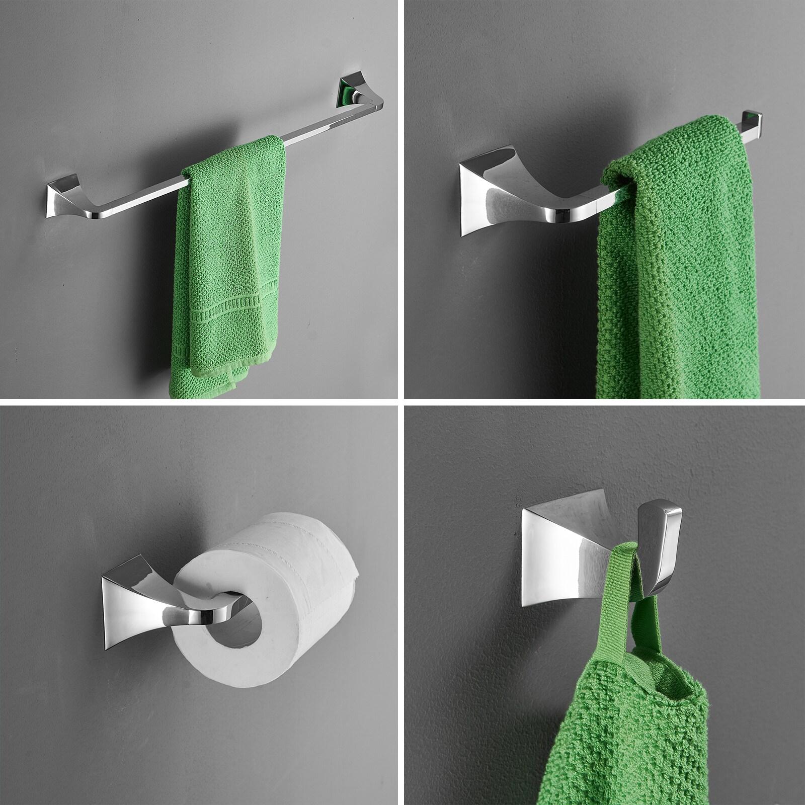 BWE 4-Piece Bath Hardware Set Towel Rack with Toilet Paper Holder Towel Hook and 24 in. Towel Bar