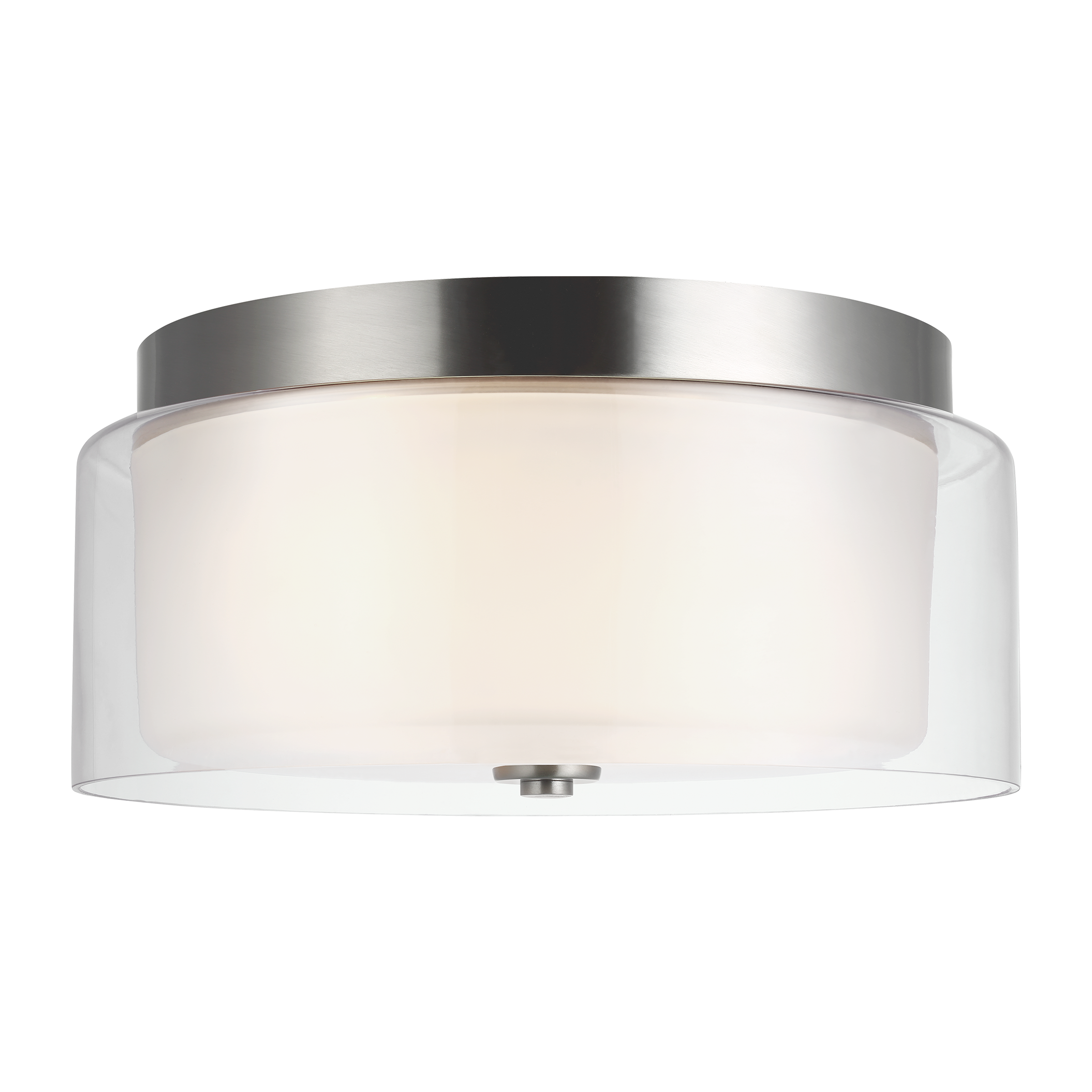 Elmwood Park Brushed Nickel 12" Dual-Light Flush Mount with Satin Etched Glass