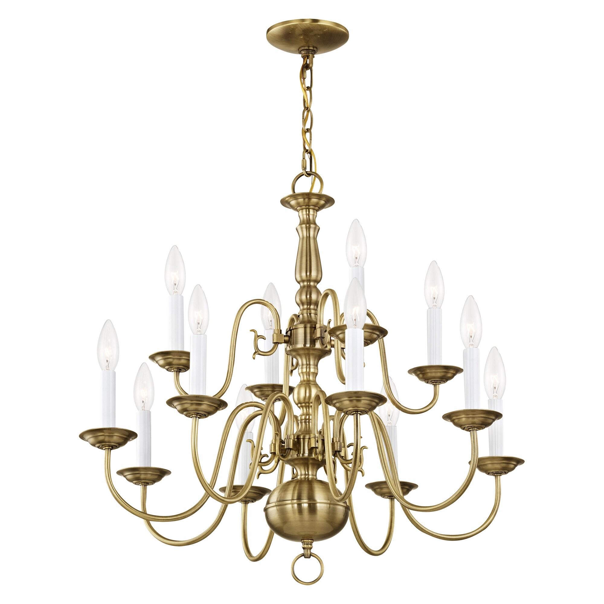Livex Lighting Williamsburgh 12 - Light Chandelier in  Antique Brass