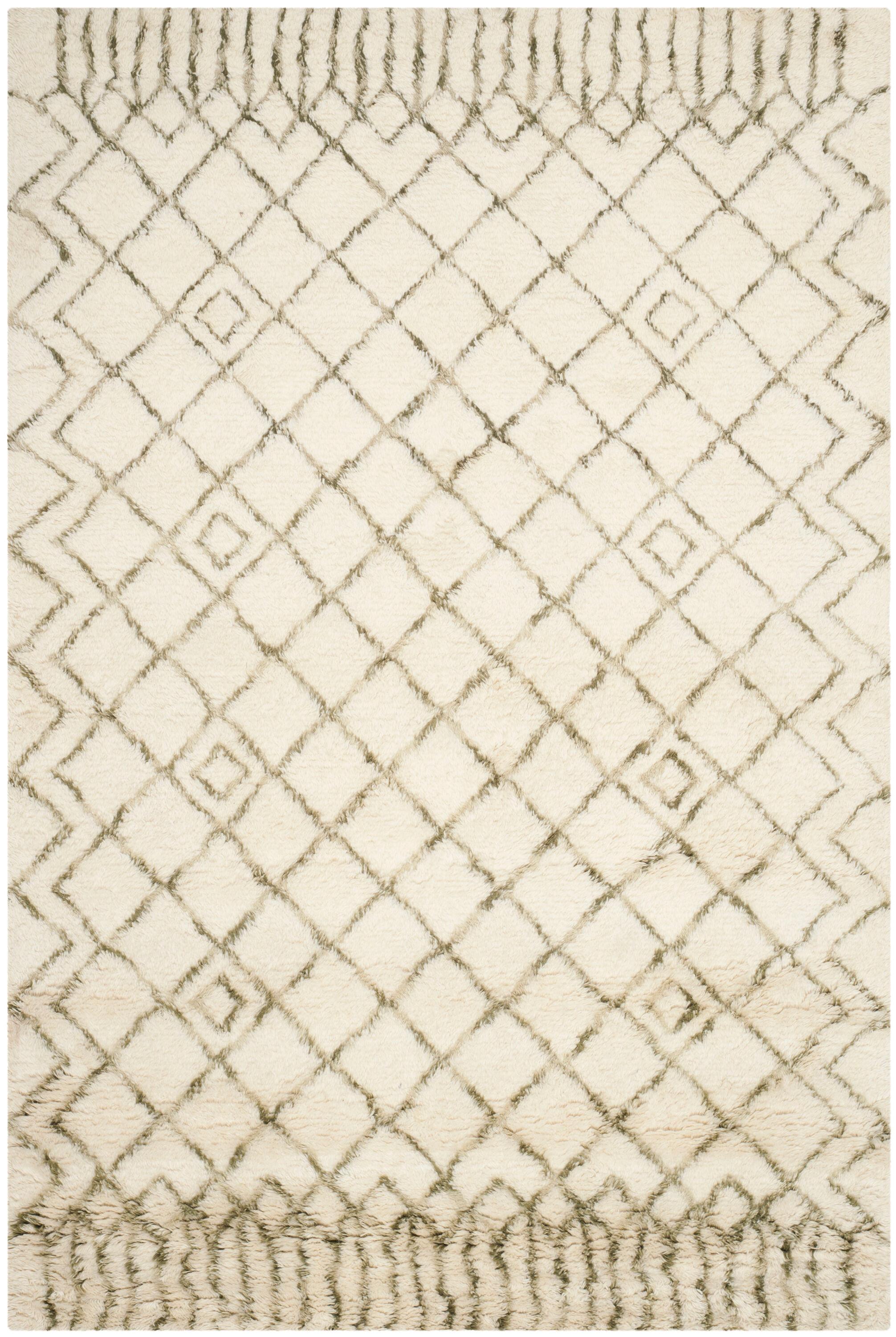 SAFAVIEH Casablanca Wilmer Abstract Shag Area Rug, Ivory/Green, 6' x 9'
