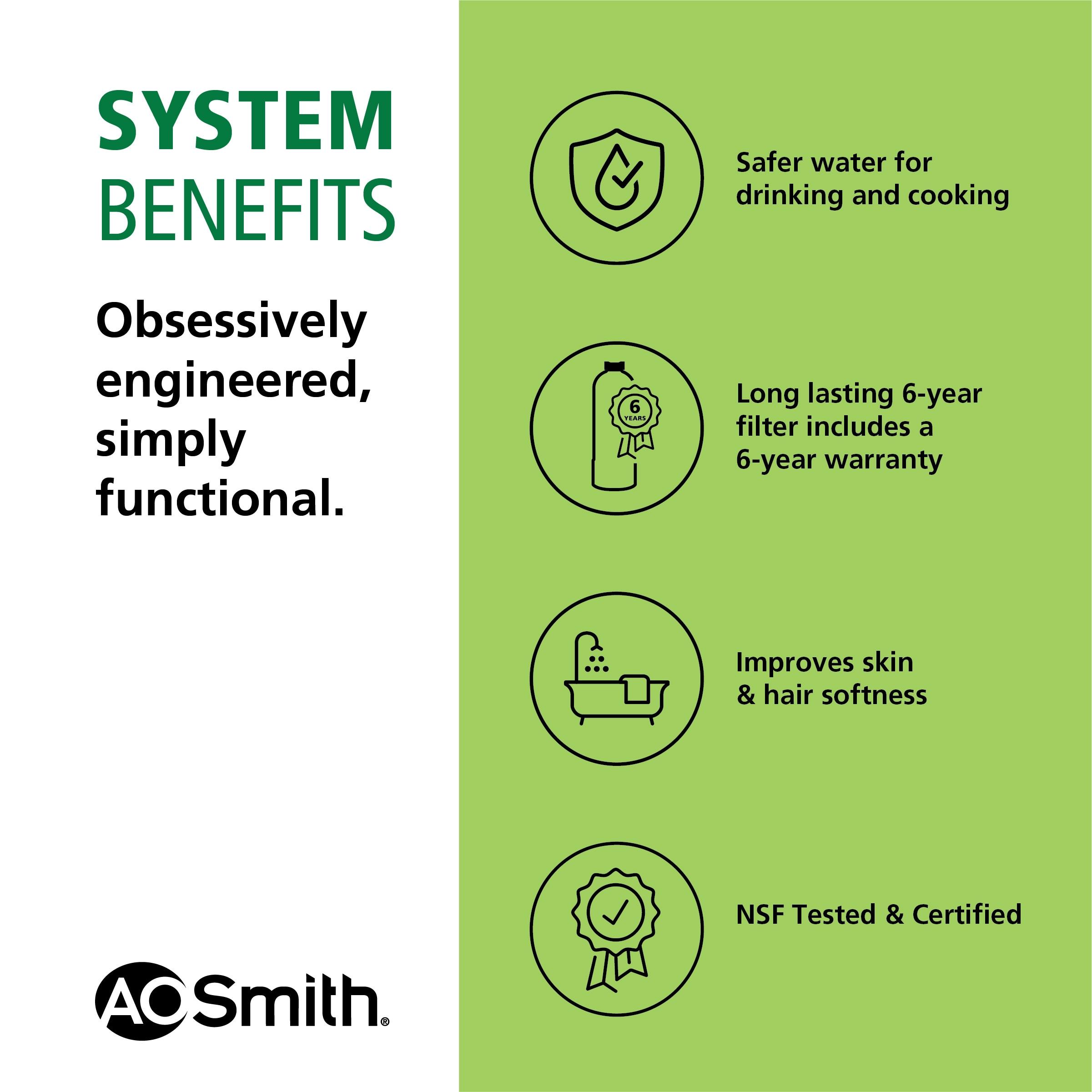 A. O. Smith Whole House Water Filter - Removes 96.9% Chlorine Taste & Odor