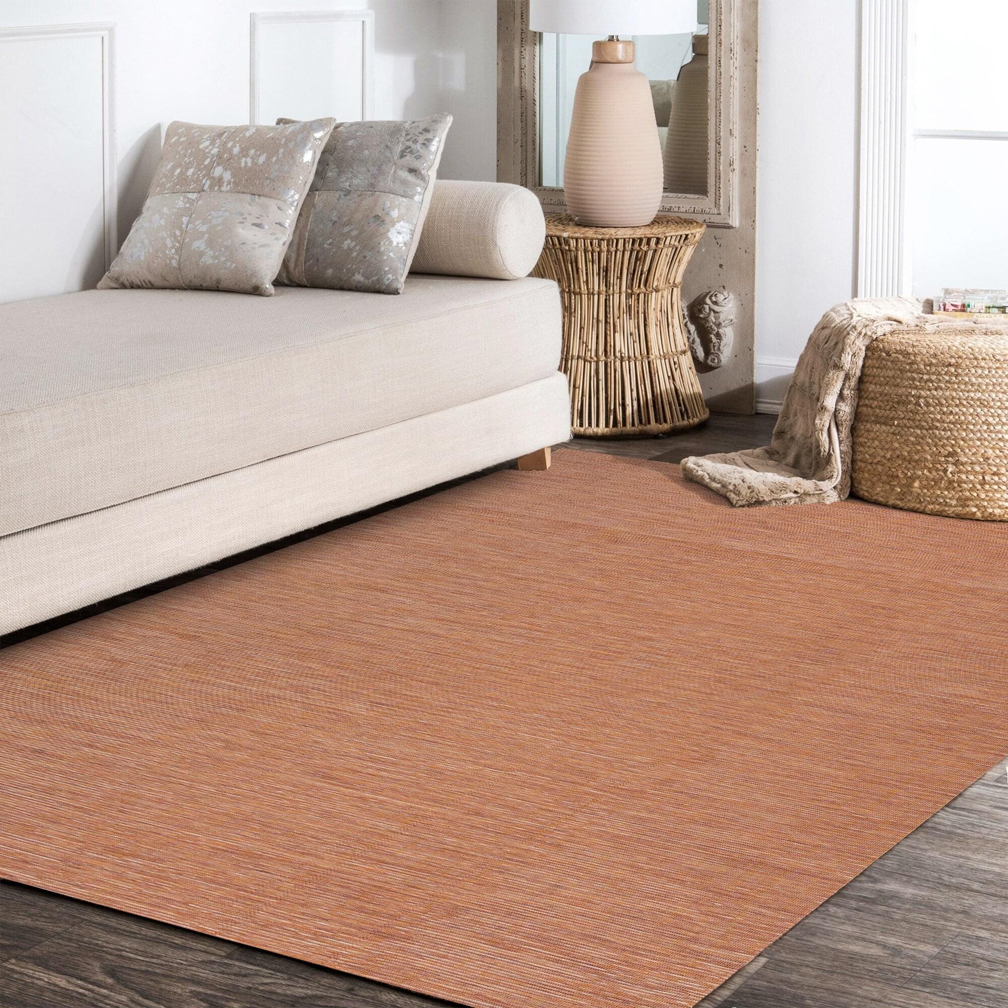 4'x6' Ethan Modern Flatweave Solid  Area Rug, Orange - JONATHAN Y