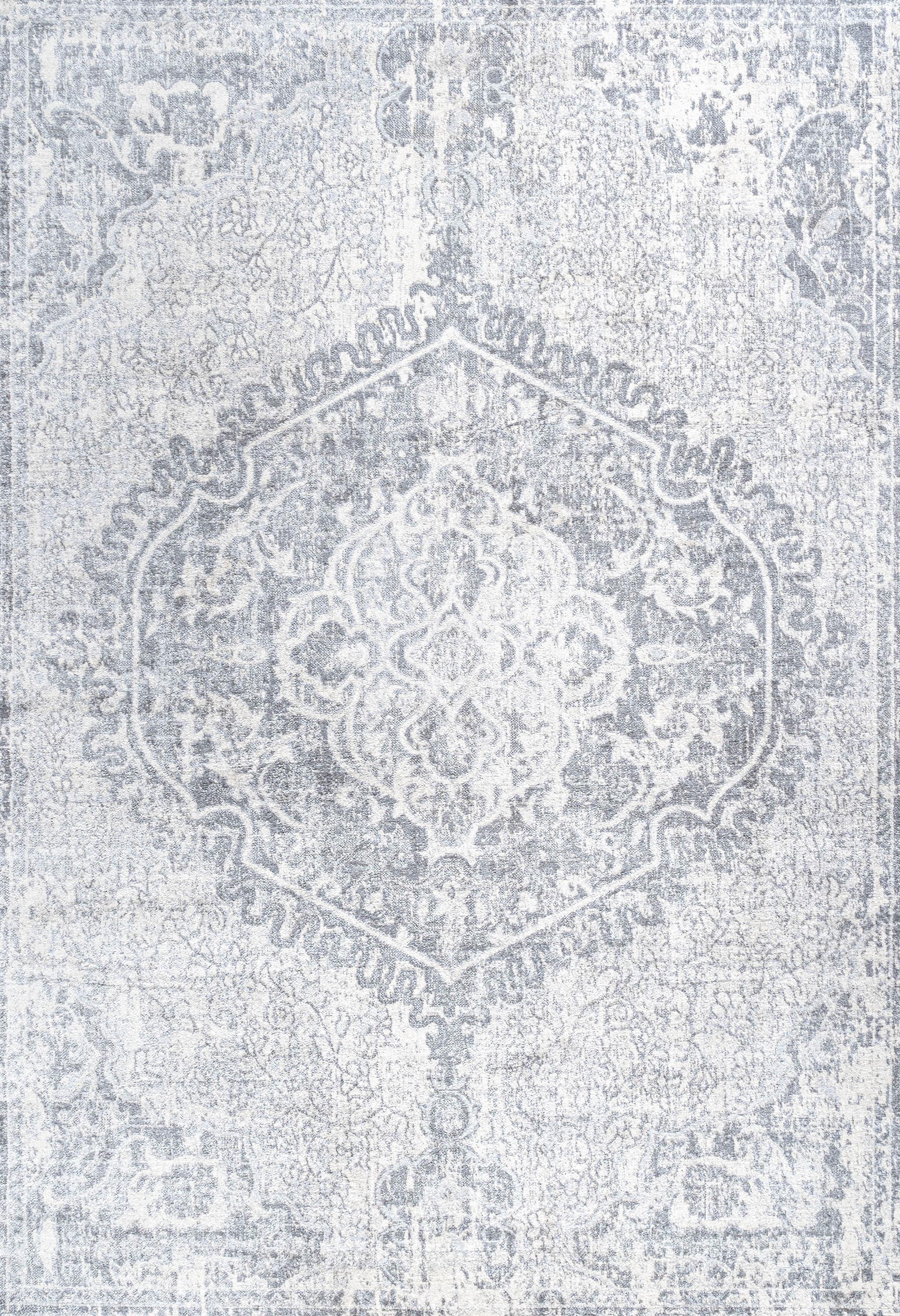3' X 5' Modern Persian Vintage Medallion Area Rug, Gray/Ivory - JONATHAN Y