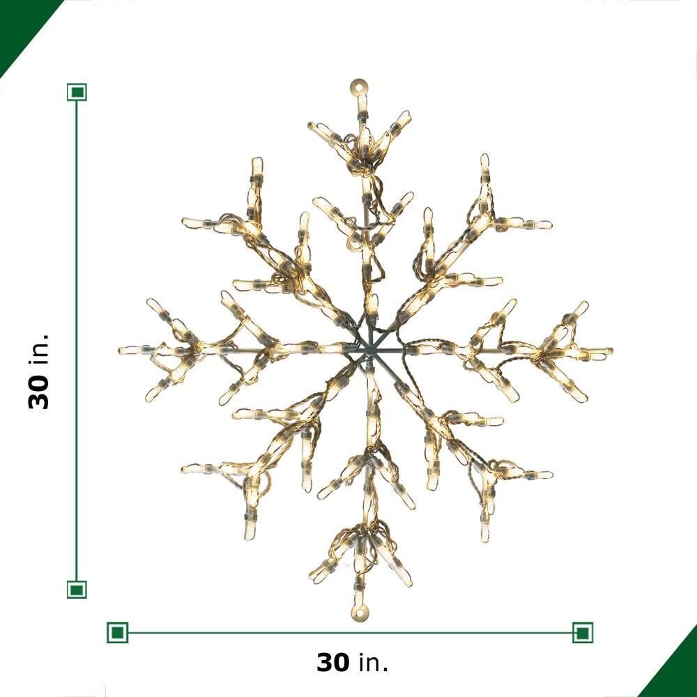 Fraser Hill Farm 30” LED Snowflake Light Decoration in Warm White for Indoor & Outdoor, FFCHLED030-STR0-WT