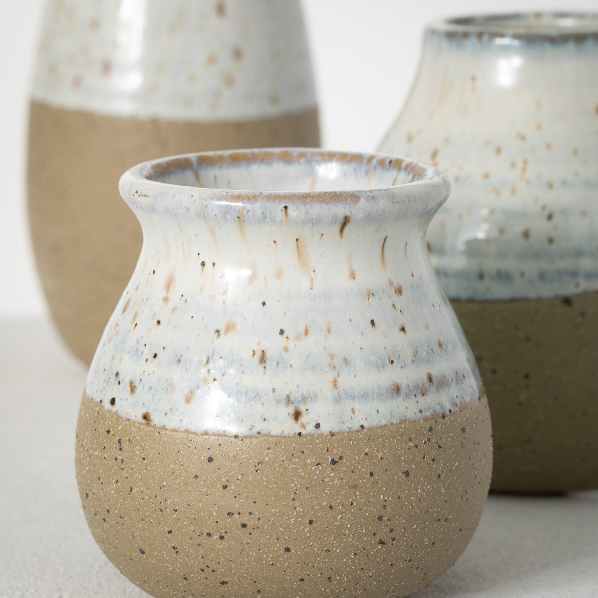 Sullivans Set of 3 Petite Ceramic Vases 3"H, 4.5"H & 5.5"H Blue and Brown