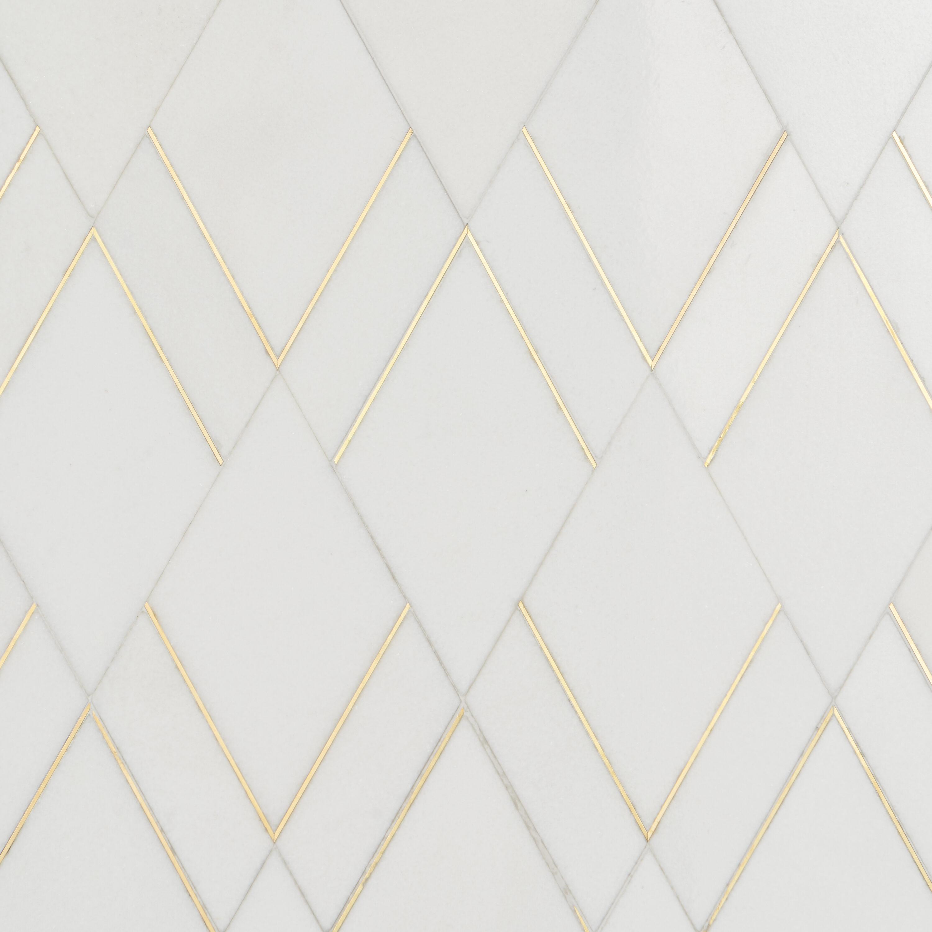 Mehko 11.81 in. x 14.96 in. Polished Marble and Brass Wall Tile