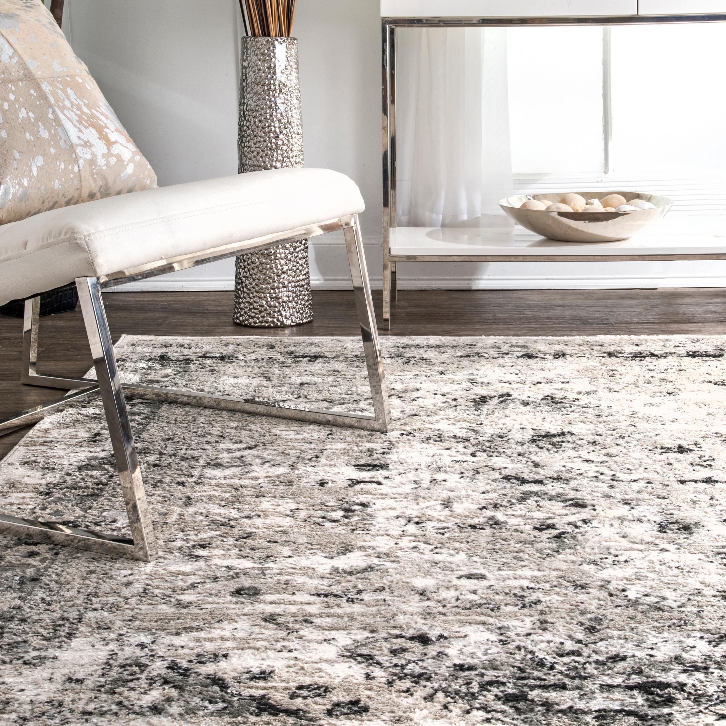 Nuloom Madisson Medallion 5 Round Indoor Area Rug for Living Room Bedroom Dining Room Kitchen, Grey/Ivory