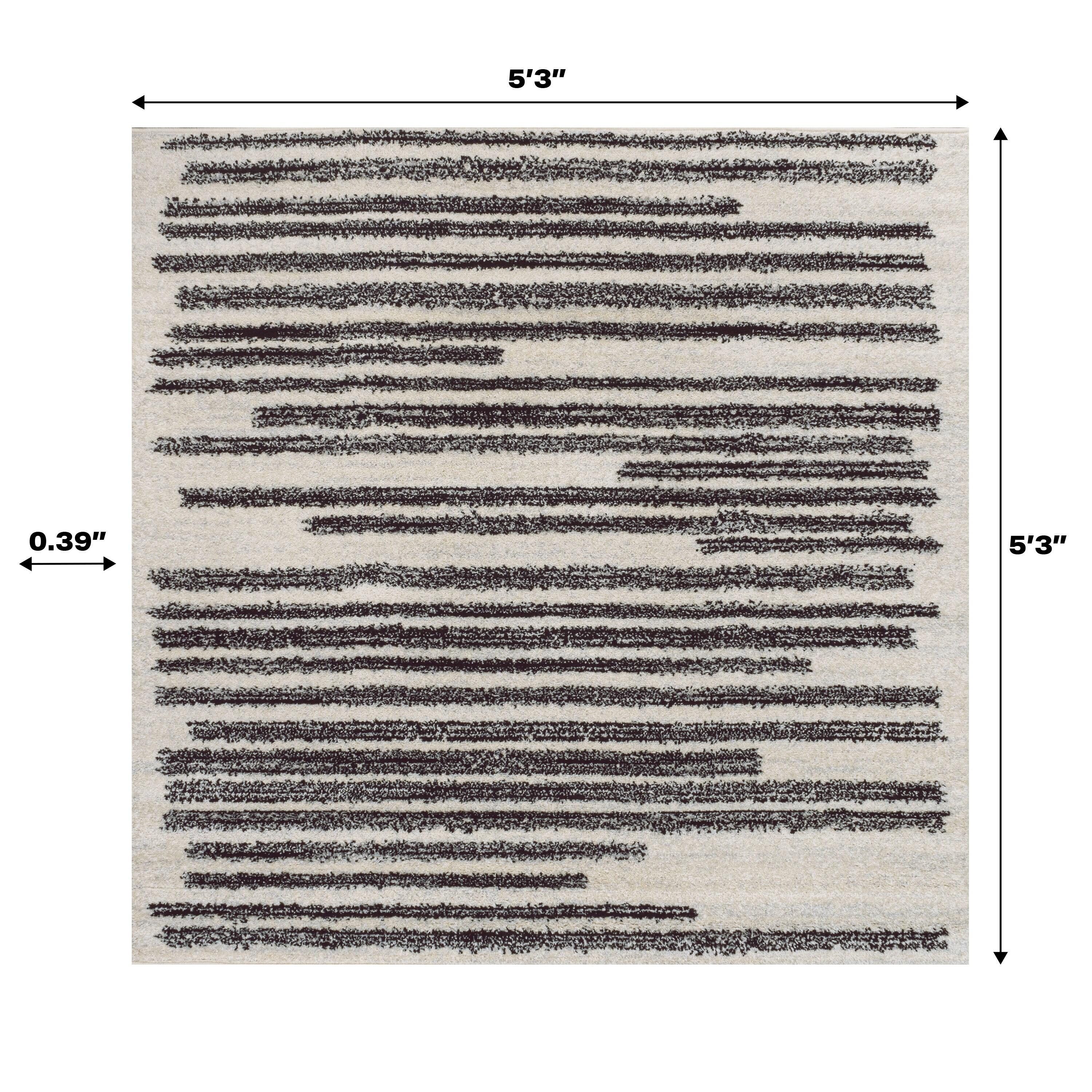 JONATHAN Y Khalil Modern Berber Stripe Cream/Black 8' Square Area Rug