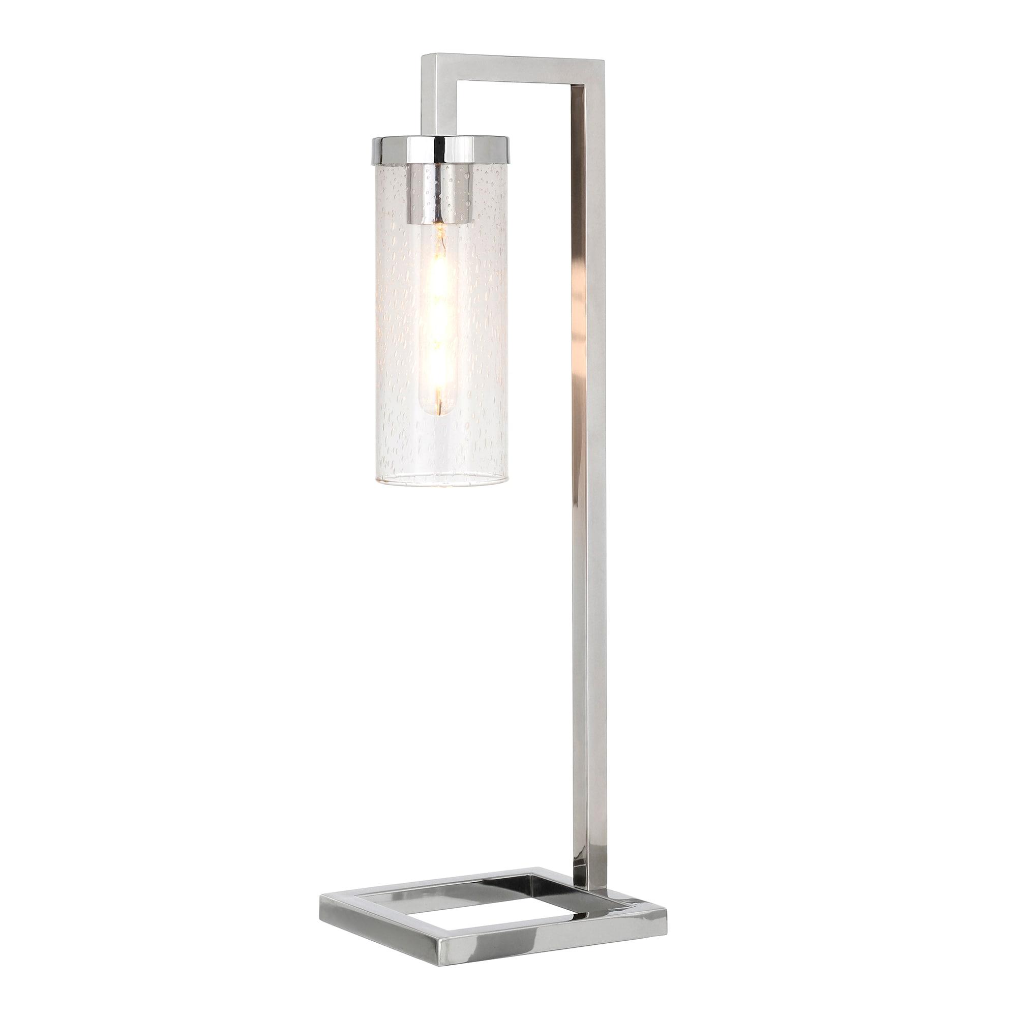 Evelyn&Zoe Modern Metal Table Lamp with Seeded Glass Shade