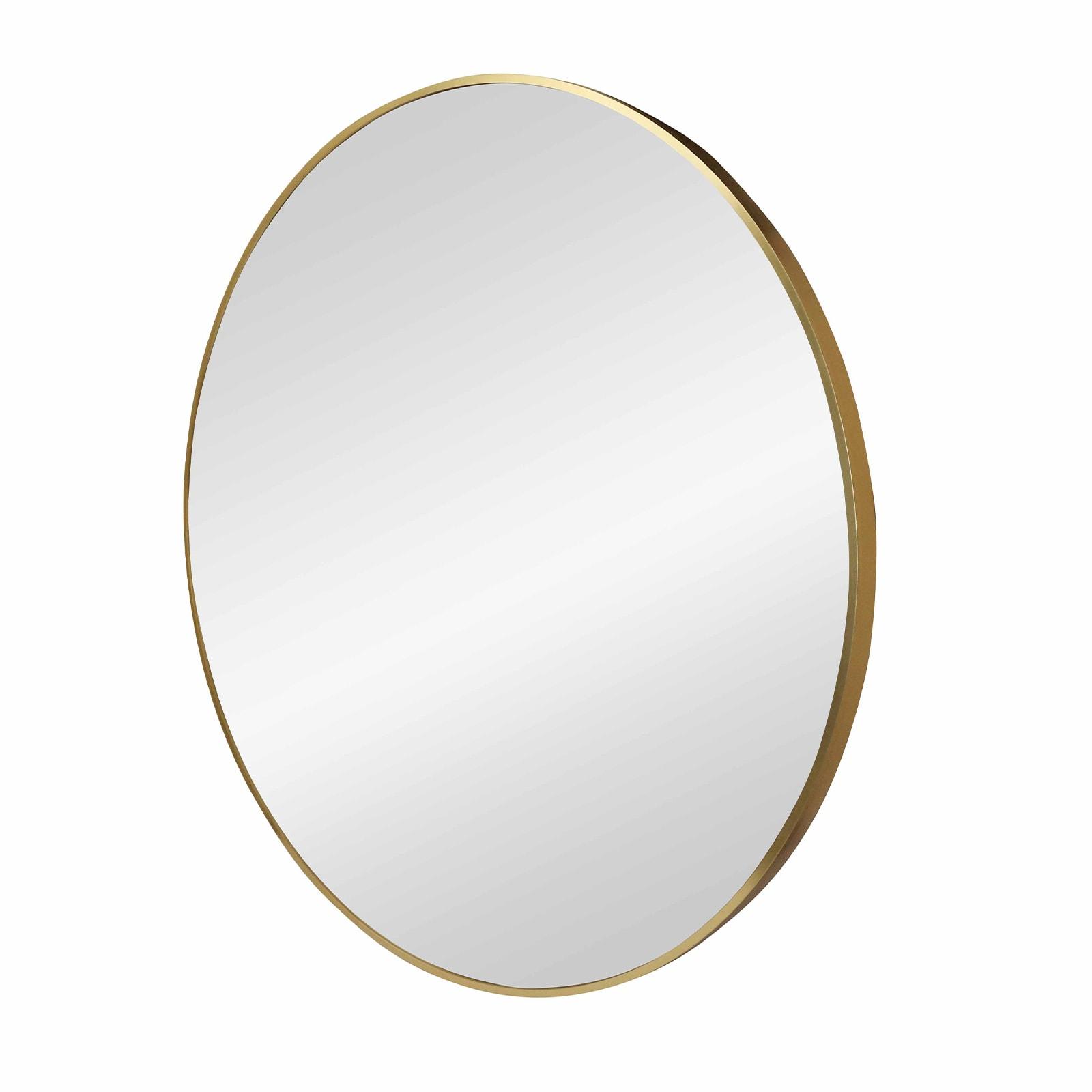 28" Rollo Round Wall Mirror Gold - Kate & Laurel All Things Decor: Modern Style, Metal Frame, No Assembly Required