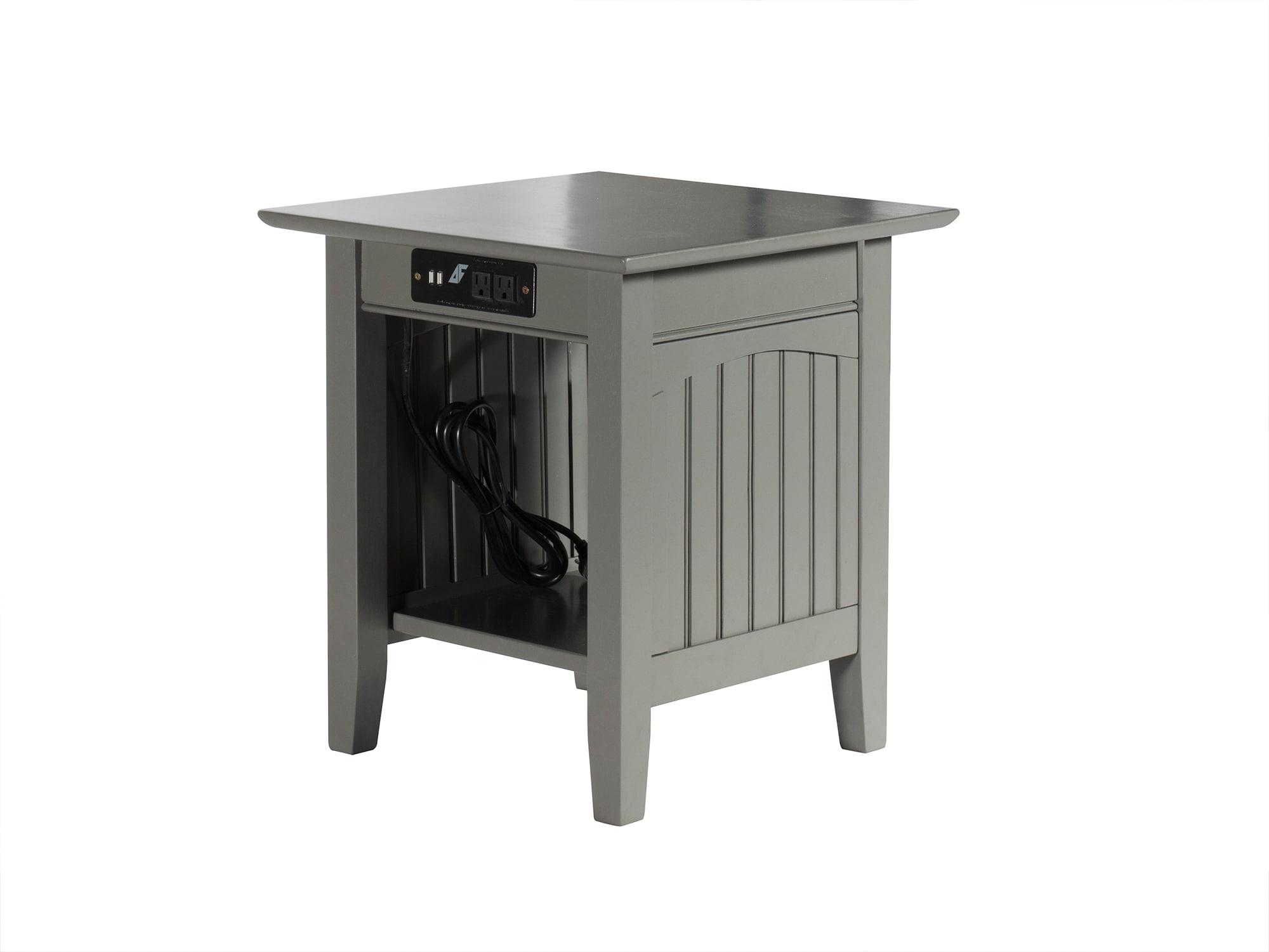 Nantucket End Table with Charger Gray - AFI: USB Ports, AC Outlets, Eco-Friendly Hardwood