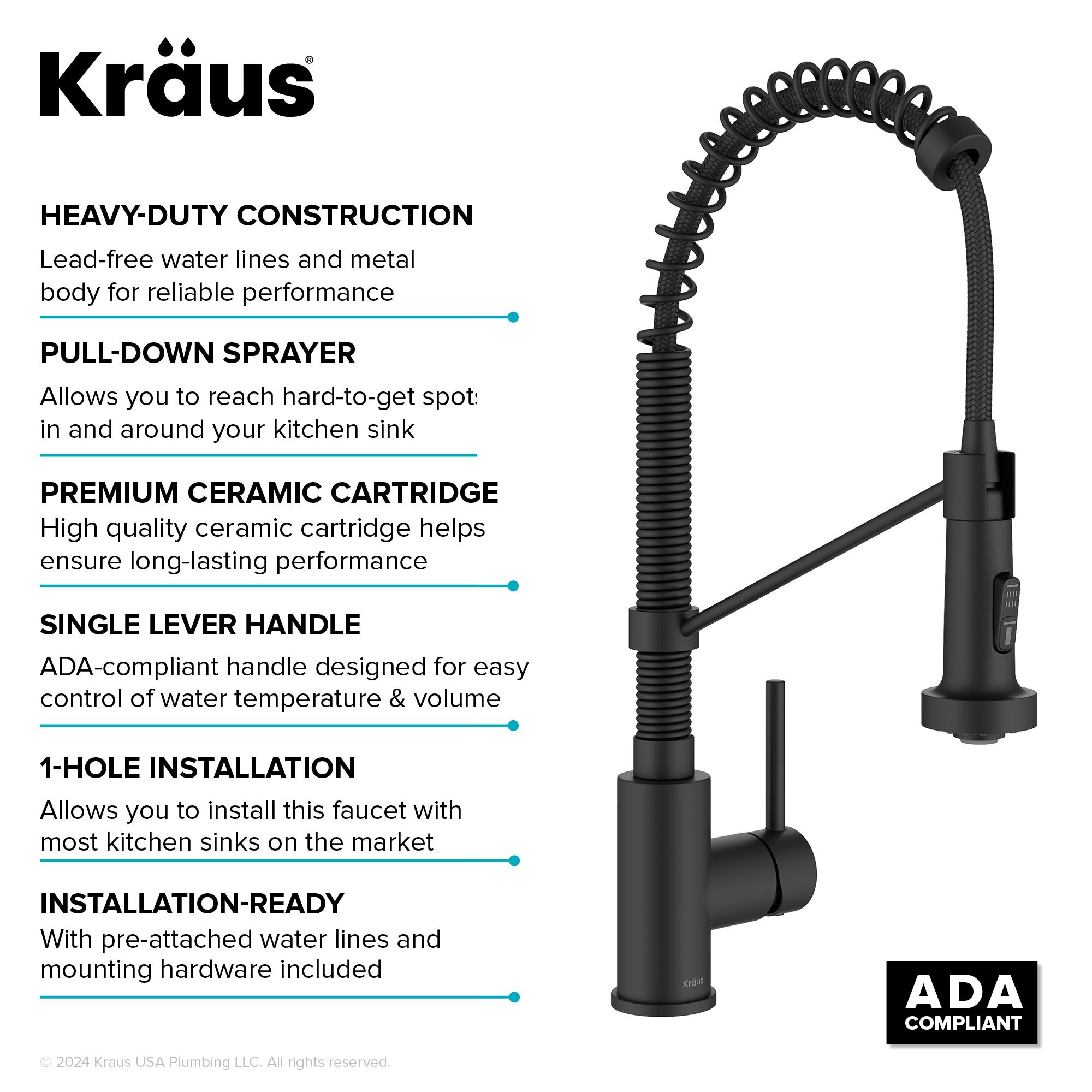 KRAUS Bolden Commercial Style 2-Function Single Handle Pull Down Kitchen Faucet