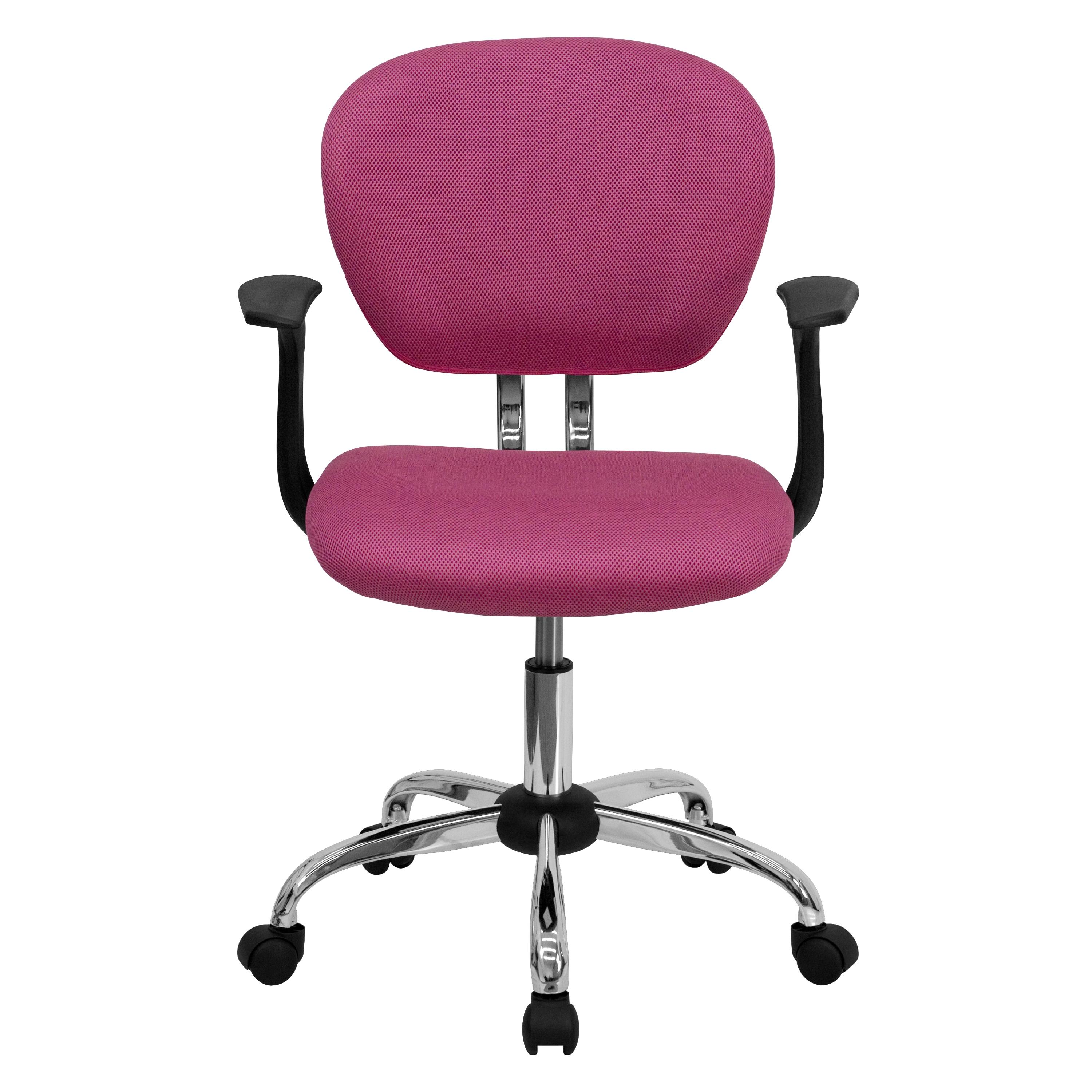 Swivel Mid-Back Pink Mesh Task Chair with Chrome Base