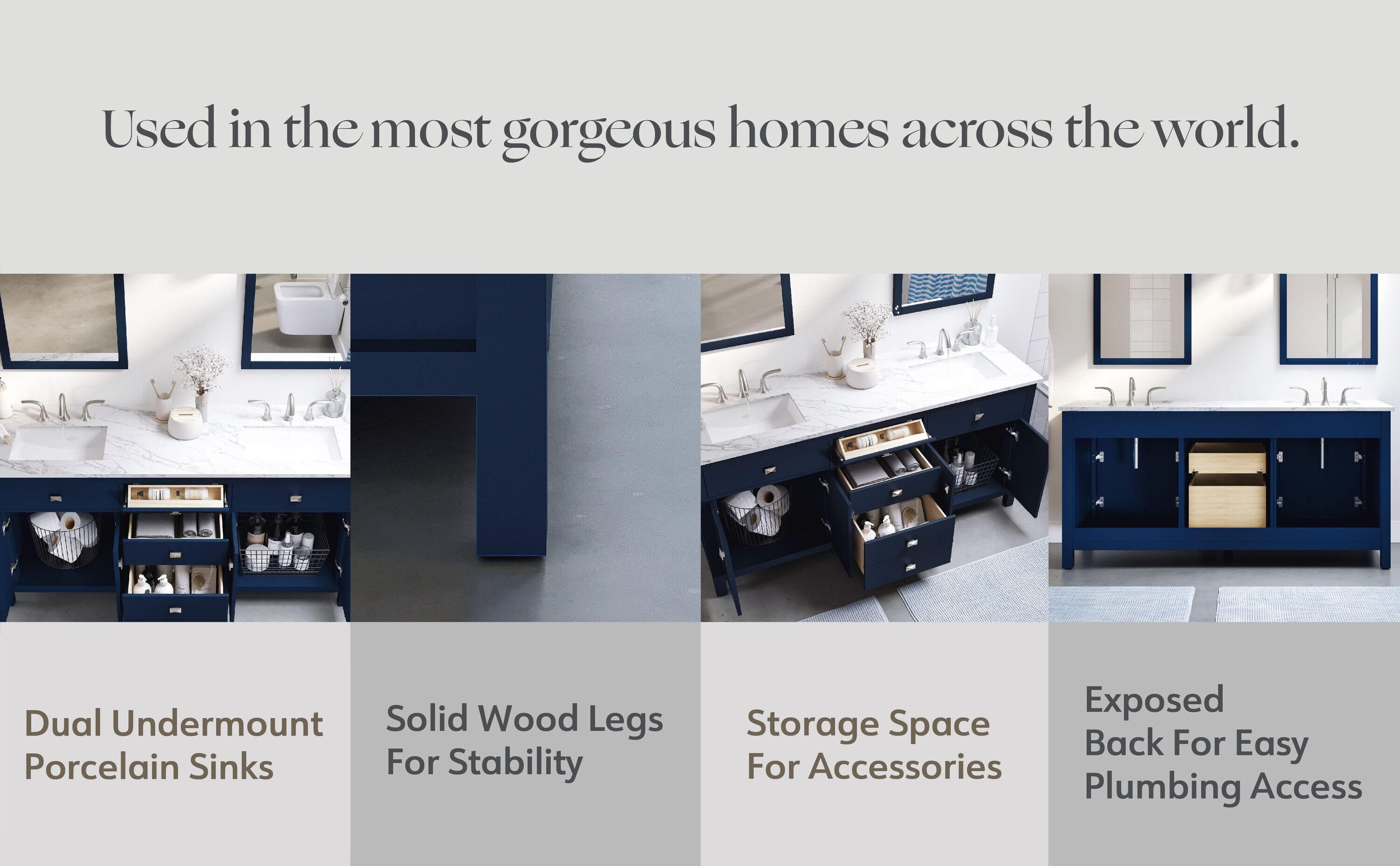 Lark Manor™ Odilion 60'' Double Bathroom Vanity with Engineered Top