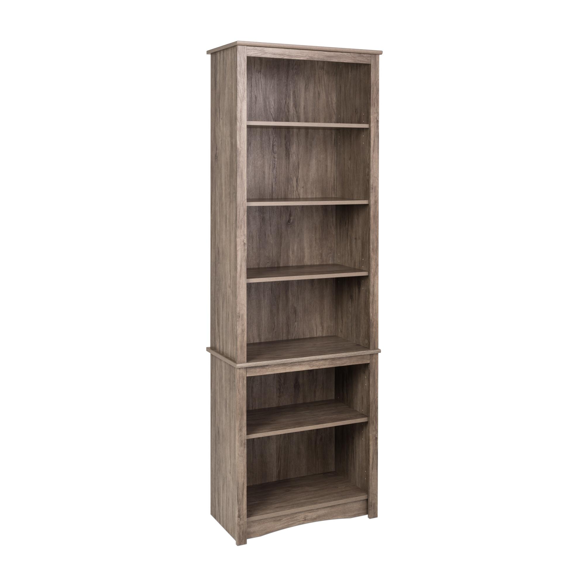 Prepac Tall 6-Shelf Bookcase, Drifted Gray