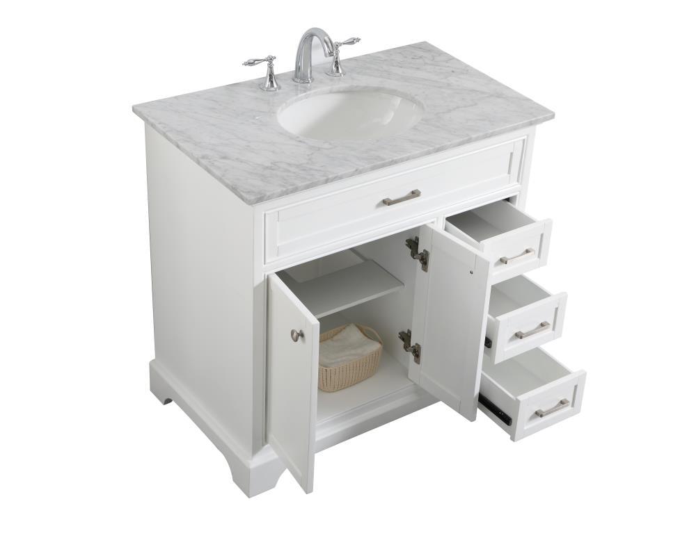 Elegant Decor Americana 36" Wood Single Bathroom Vanity in White