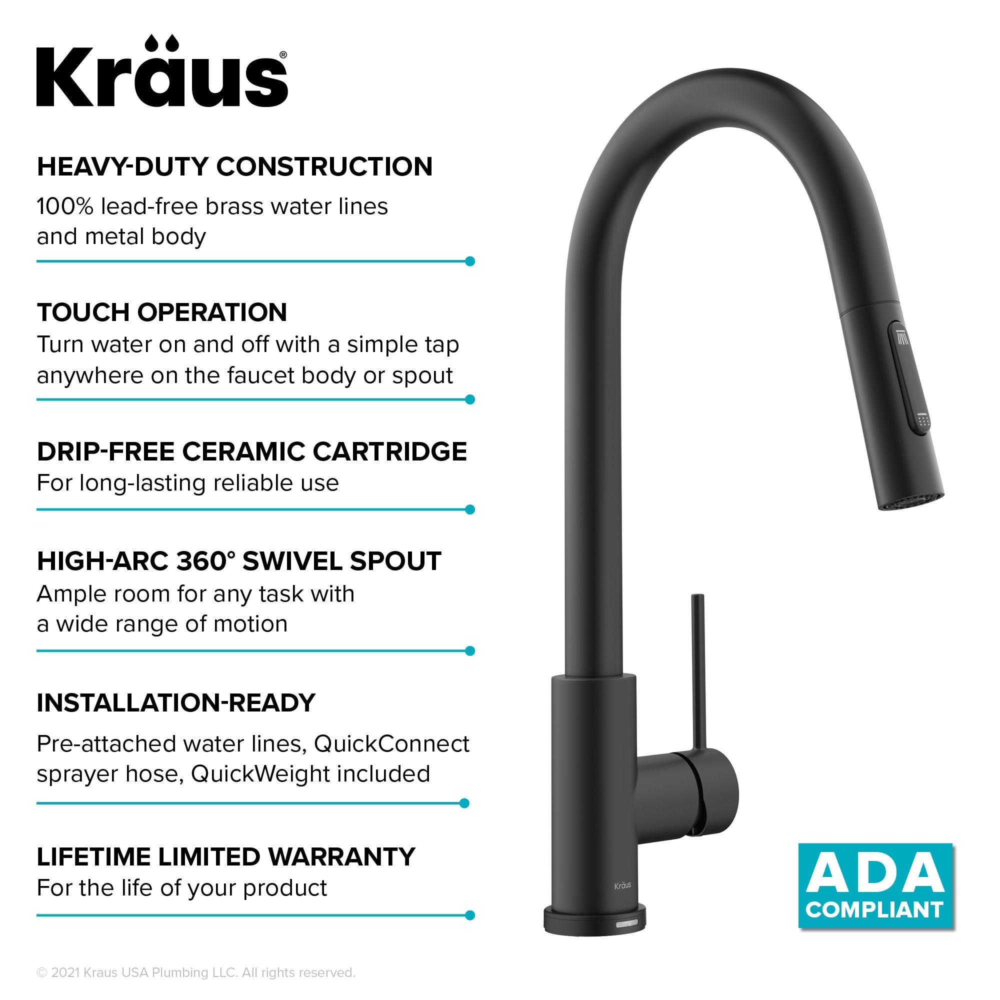 Matte Black Touch-Control Kitchen Faucet with Pull-Down Sprayer