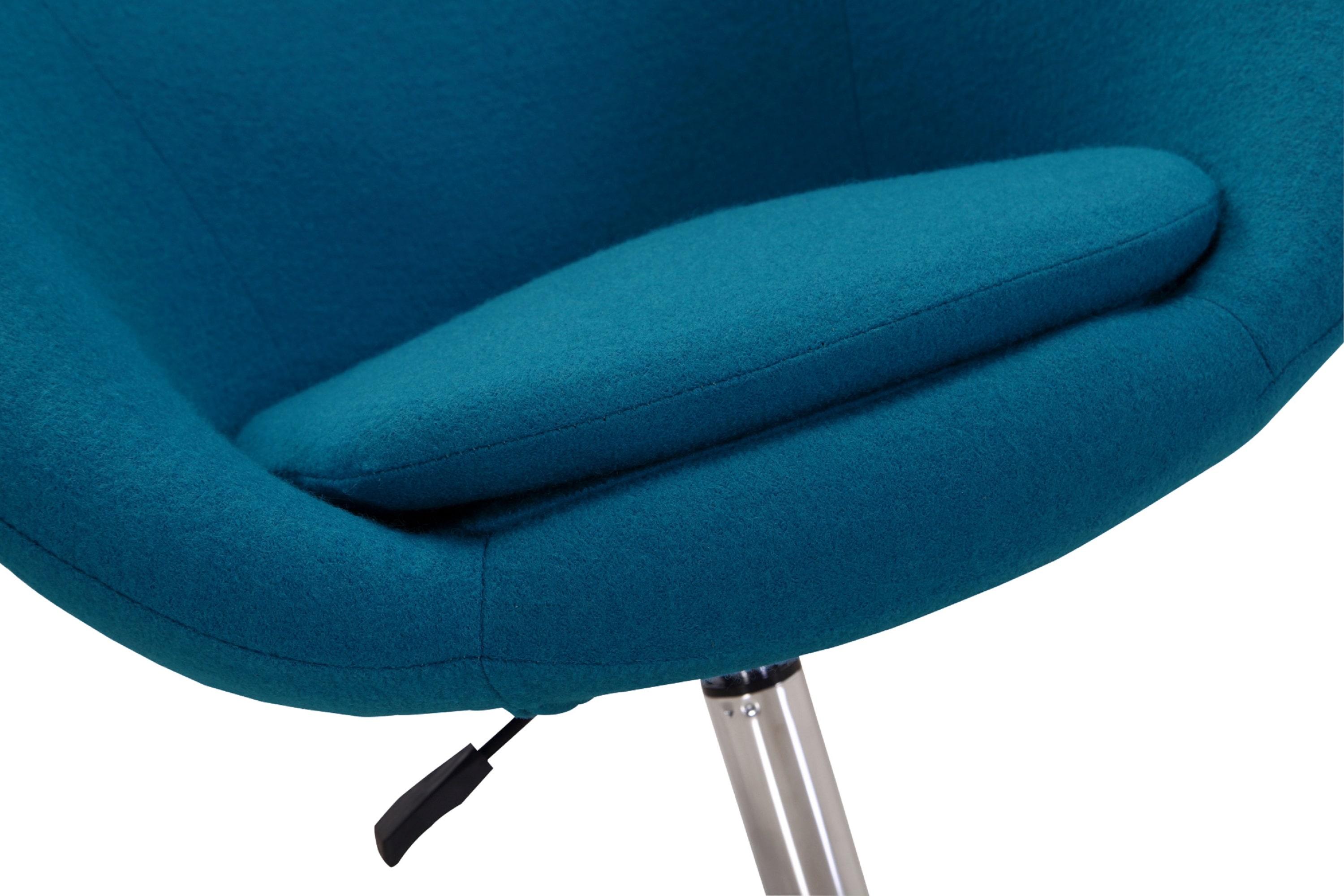 Manhattan Comfort Set of 2 Hopper Wool Blend Adjustable Height Chairs Blue: Swivel Armchairs for College Dorm